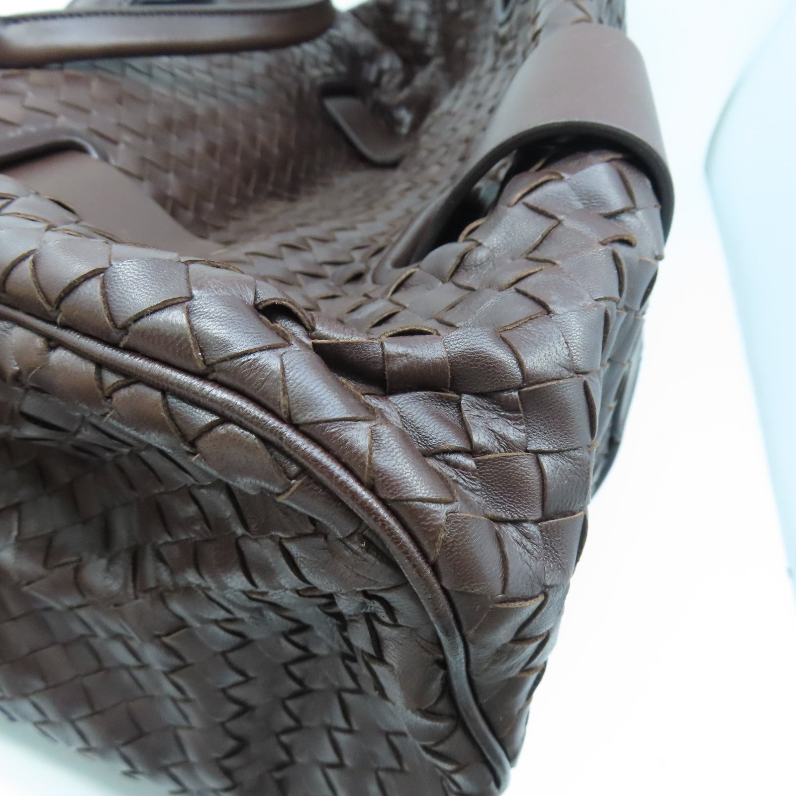 BOTTEGA VENETA 【激減優惠】織紋皮革Shoulder Bag金扣肩背袋啡色
