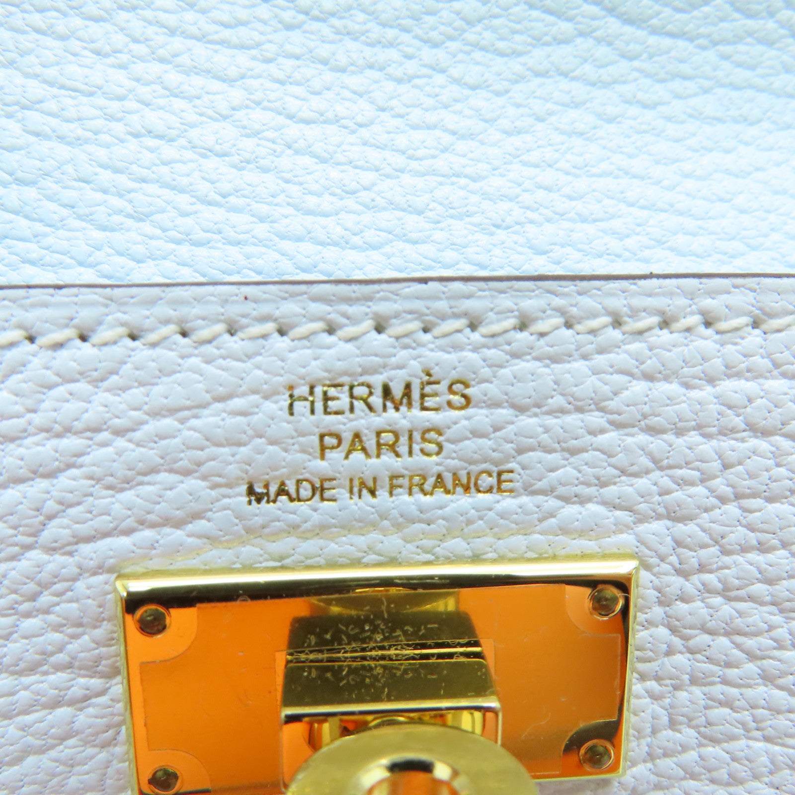 HERMES Chevre Leather Kelly Pocket Compact Wallet Gold Buckle Wallet Haze Blue