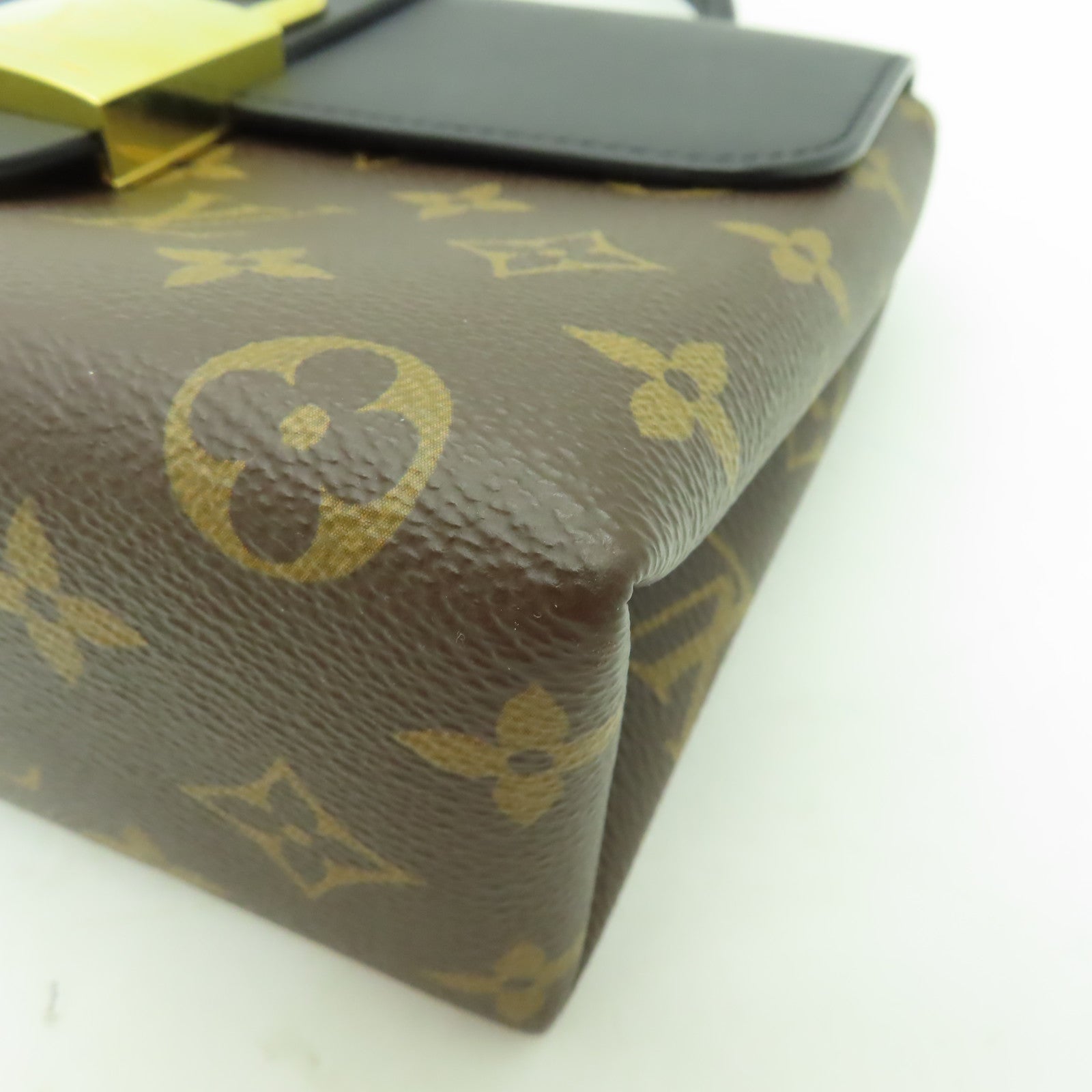 LOUIS VUITTON Monogram Lockit BB金扣手挽肩背兩用袋黑色/啡色