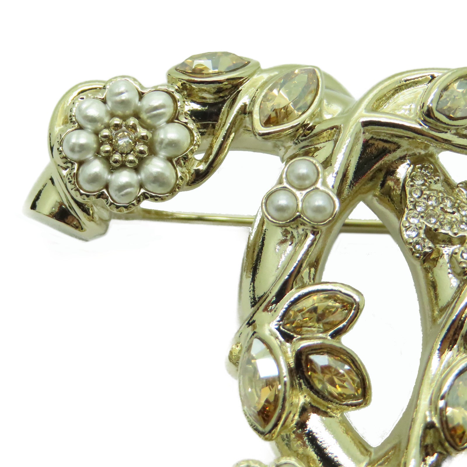 CHANEL 金屬Brooch胸針金色/白色