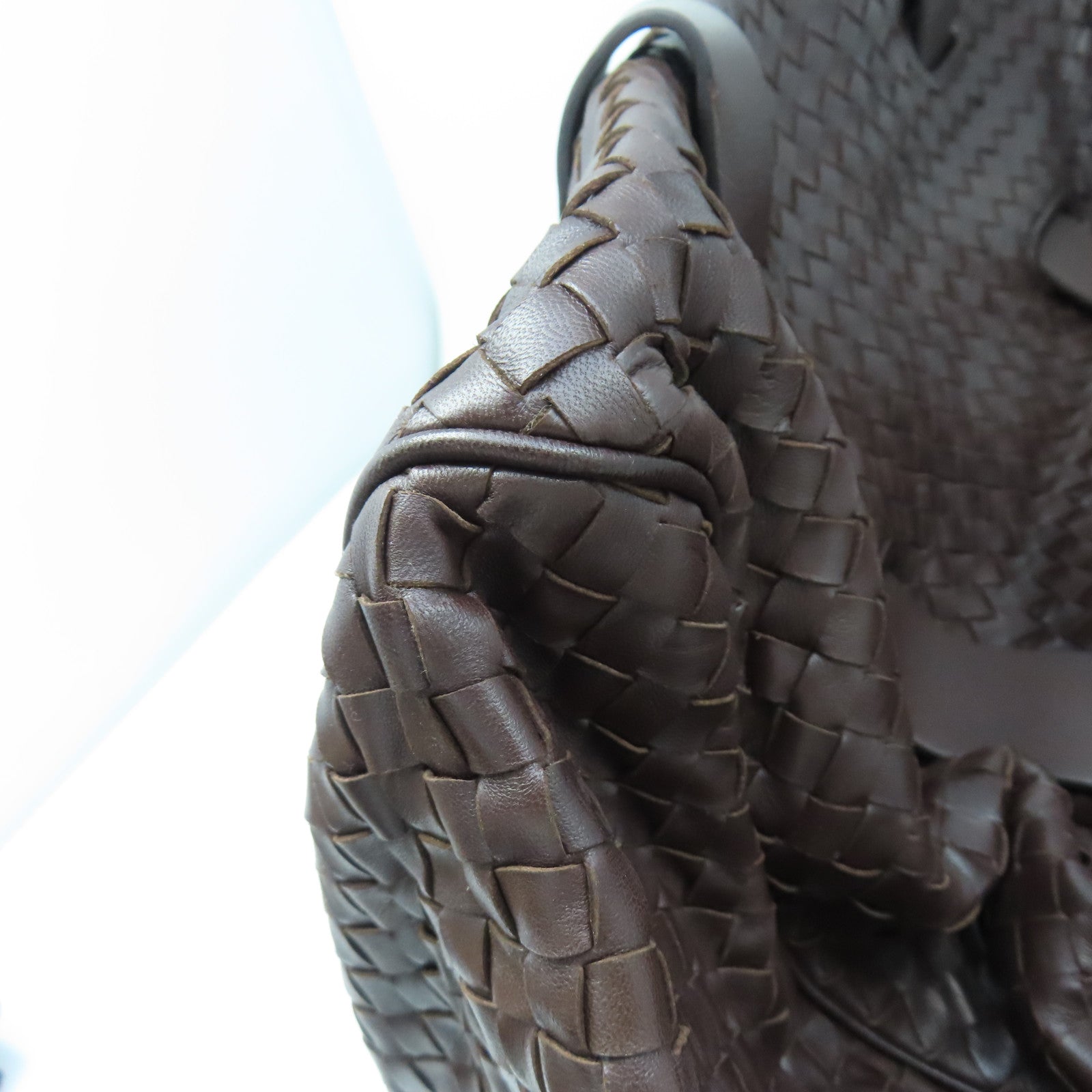 BOTTEGA VENETA 【激減優惠】織紋皮革Shoulder Bag金扣肩背袋啡色