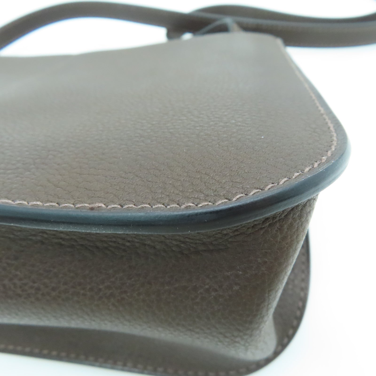 HERMES Clemence皮革Halzan 25銀扣肩背袋Ebene/啡色