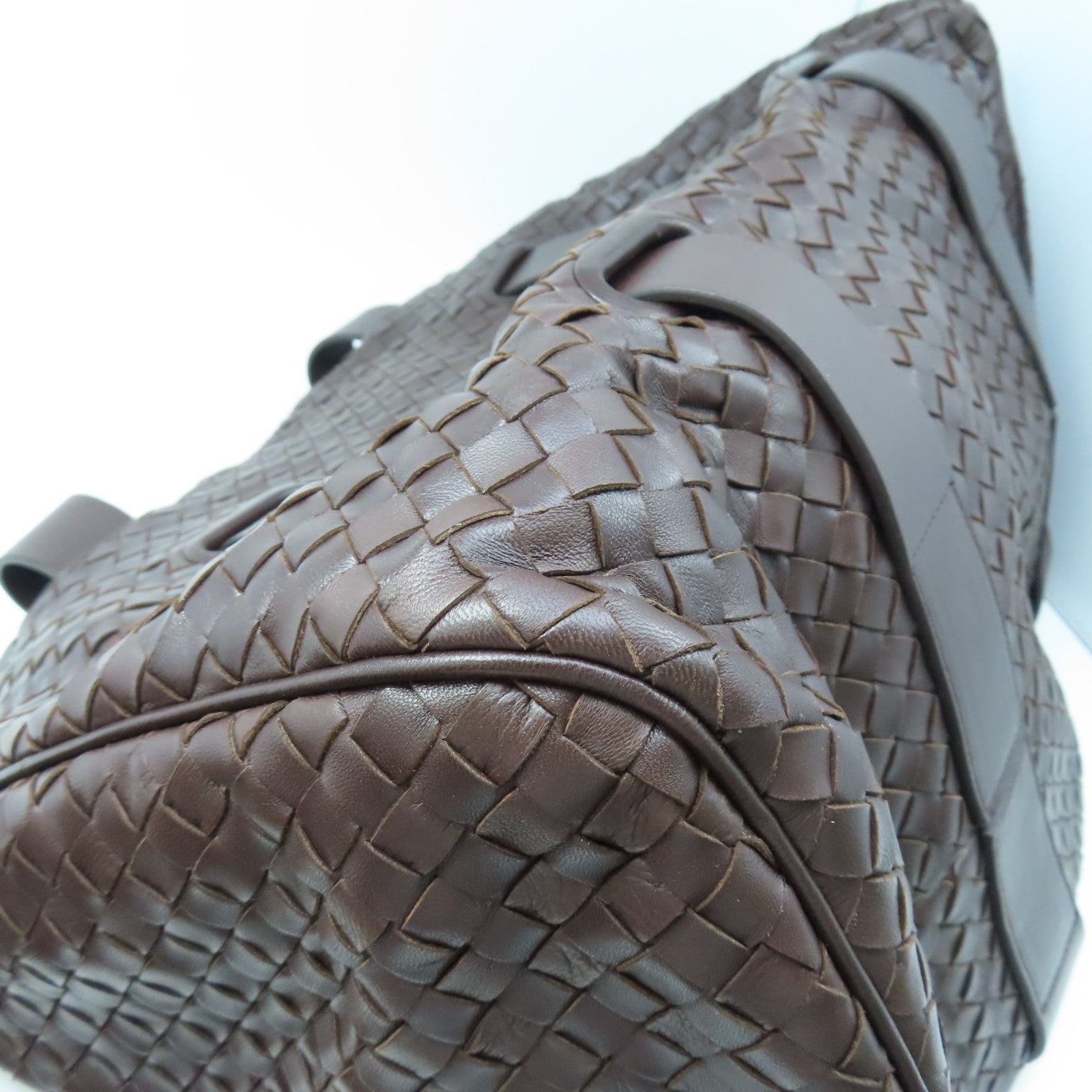 BOTTEGA VENETA 【激減優惠】織紋皮革Shoulder Bag金扣肩背袋啡色