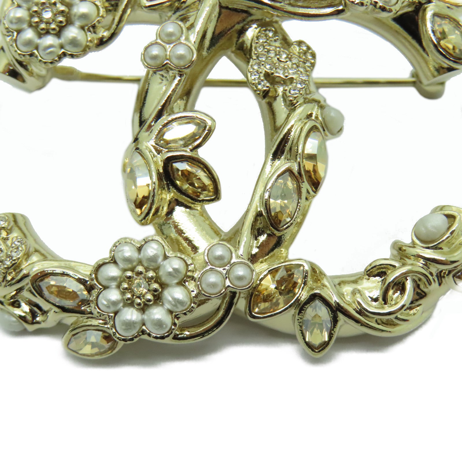 CHANEL 金屬Brooch胸針金色/白色