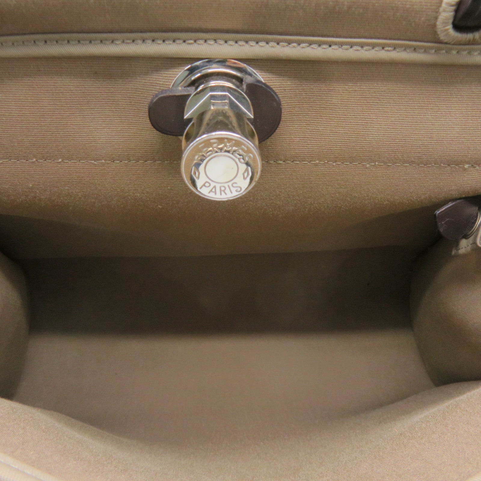 HERMES 【激减优惠】帆布Herbag PM银扣肩背袋Etoupe米色