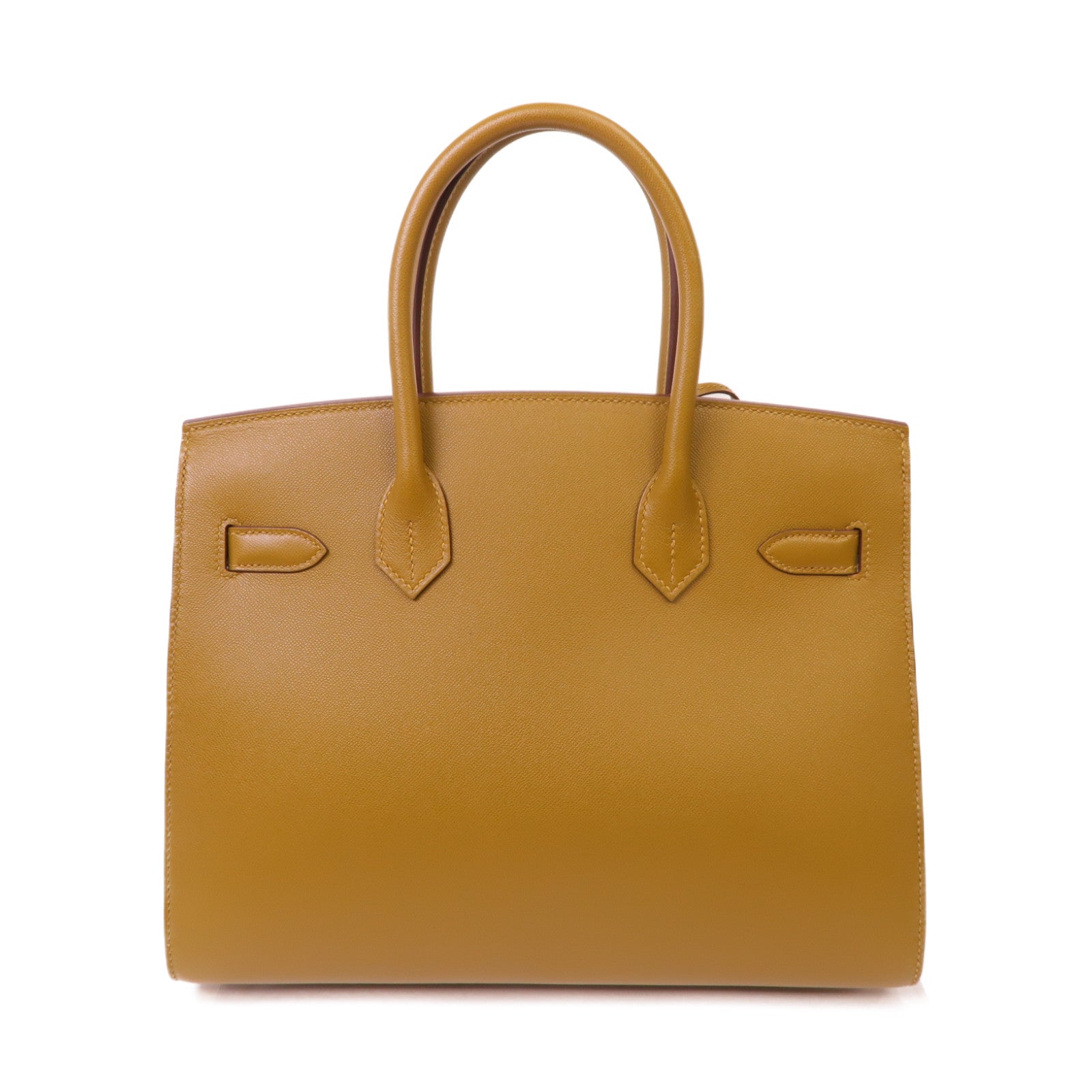 HERMES Madame皮革Birkin 30金扣手挽袋芥末色