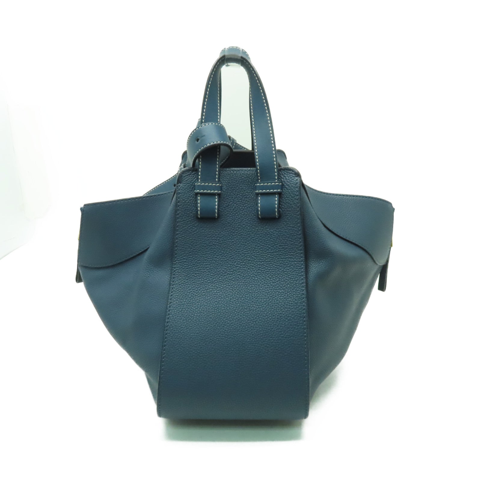 LOEWE 牛皮皮革Hammock Bag金扣手挽肩背兩用袋藍色
