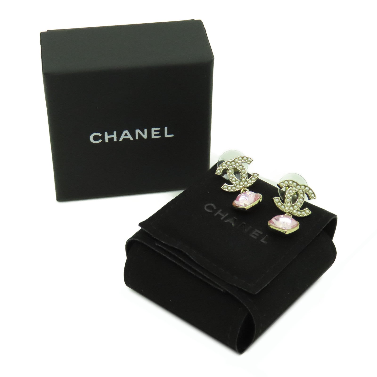 CHANEL 金屬Earrings耳環金色/粉紅色