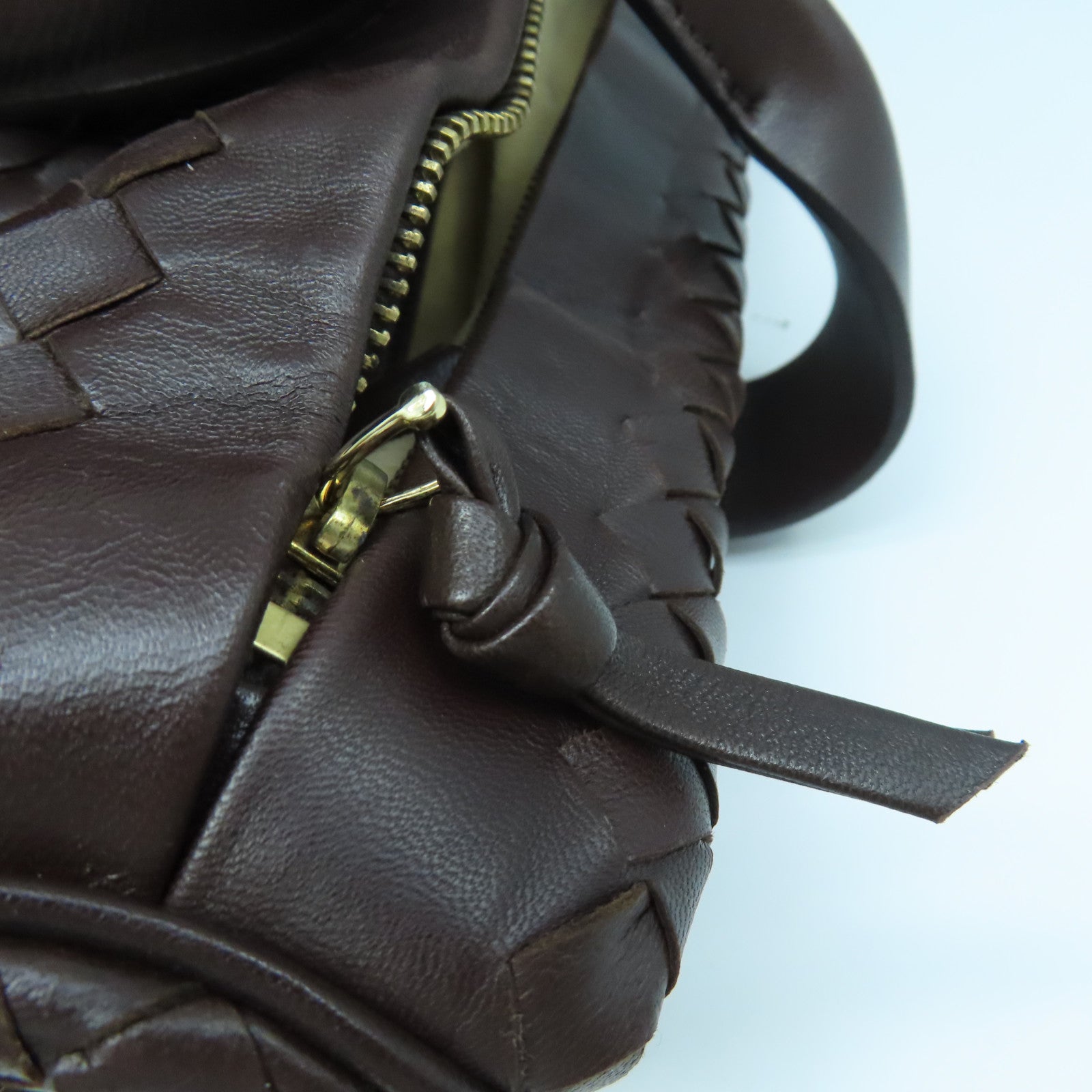 BOTTEGA VENETA 【激減優惠】織紋皮革Shoulder Bag金扣肩背袋啡色