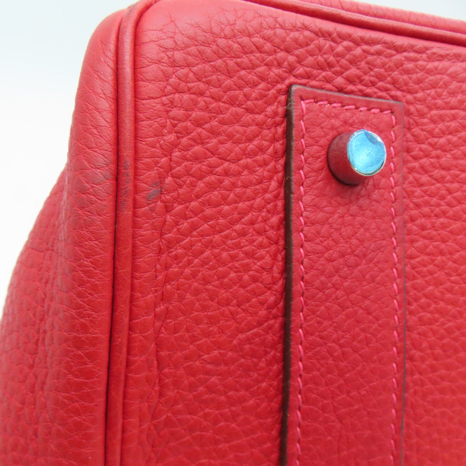 HERMES Clemence皮革Shoulder Birkin銀扣肩背袋紅色