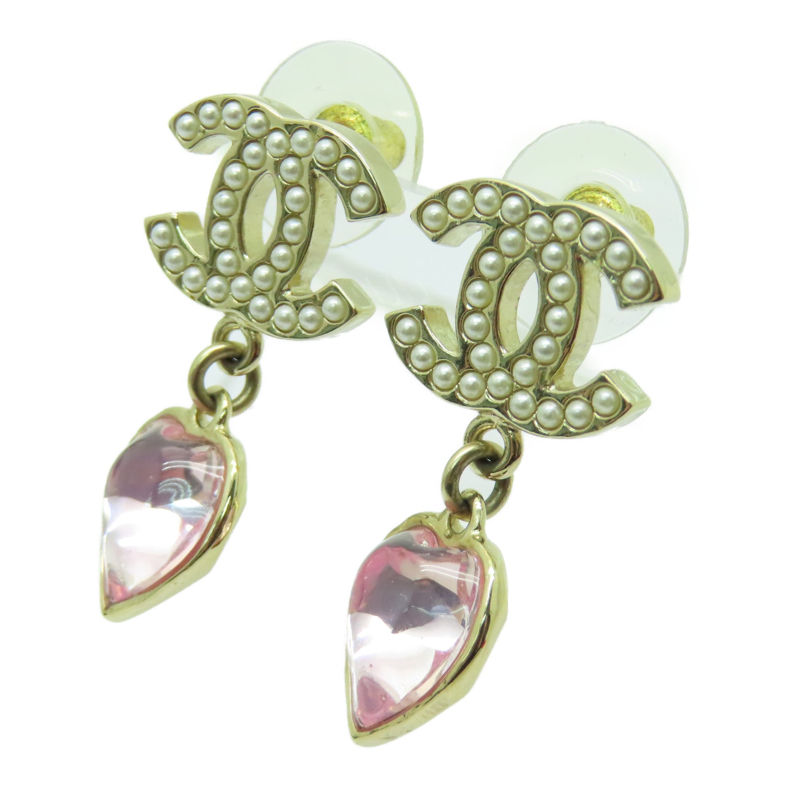CHANEL 金屬Earrings耳環金色/粉紅色