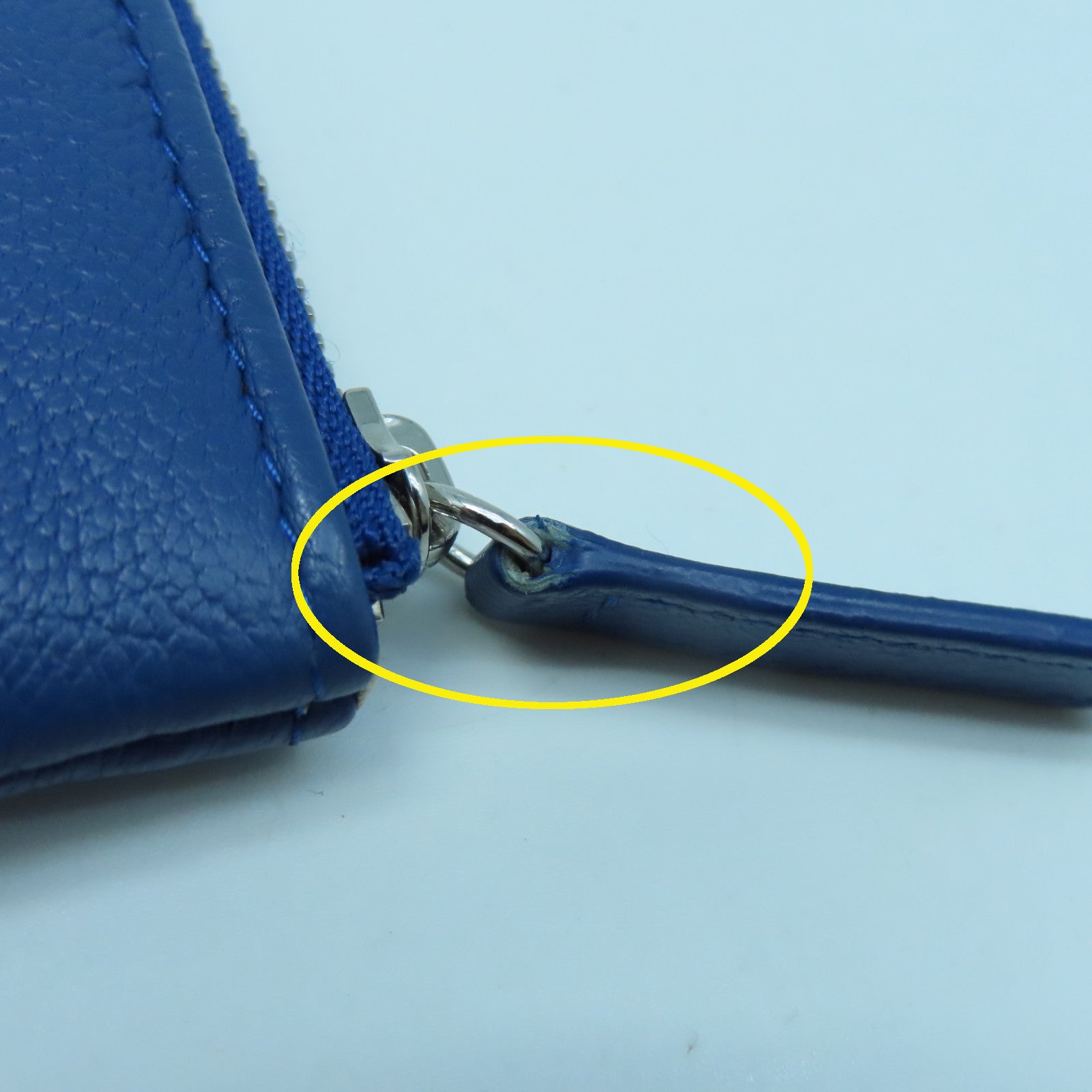 CHANEL 牛皮皮革Wallet銀扣錢包藍色