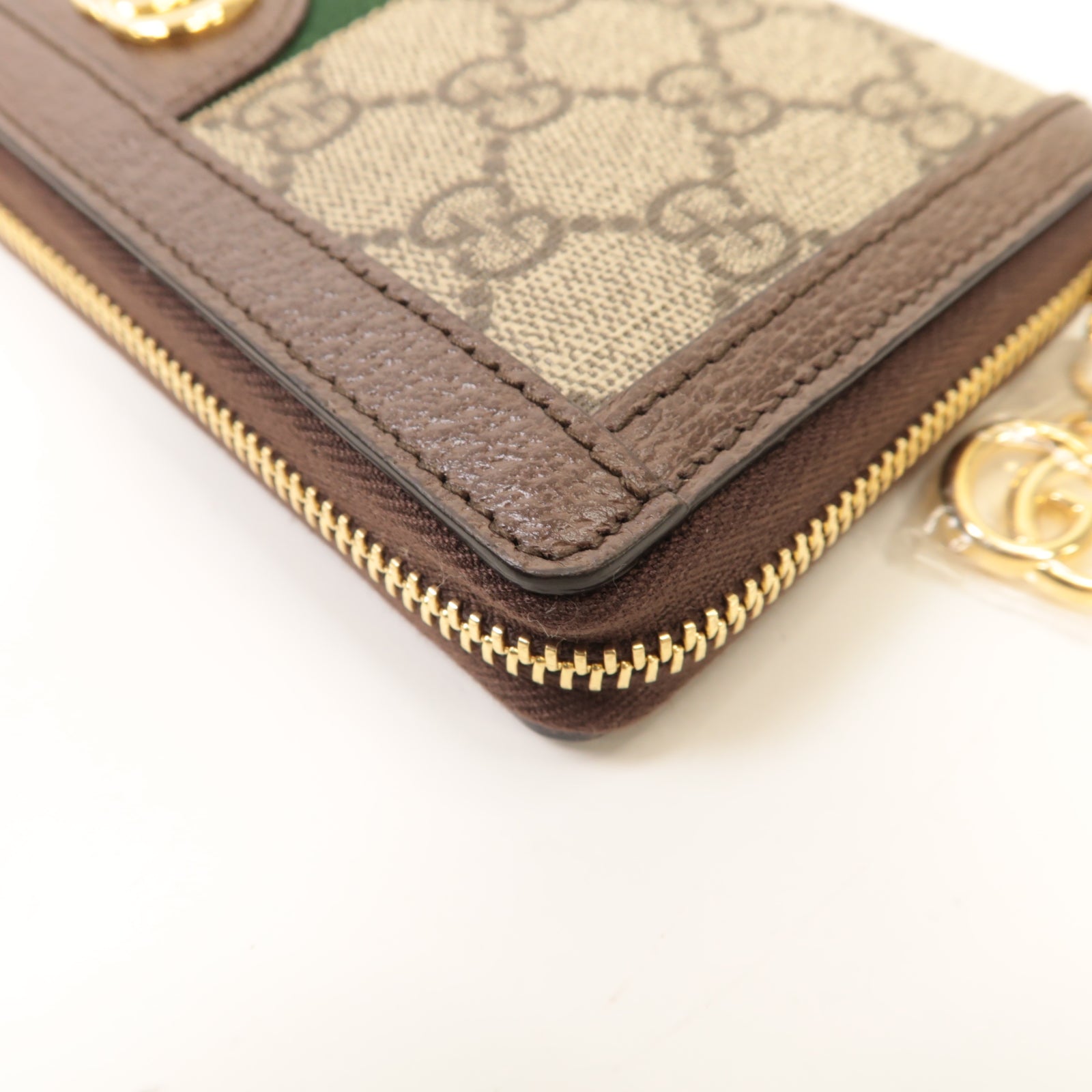 GUCCI 塗層帆布Zipped Long Wallet金扣長錢包棕色