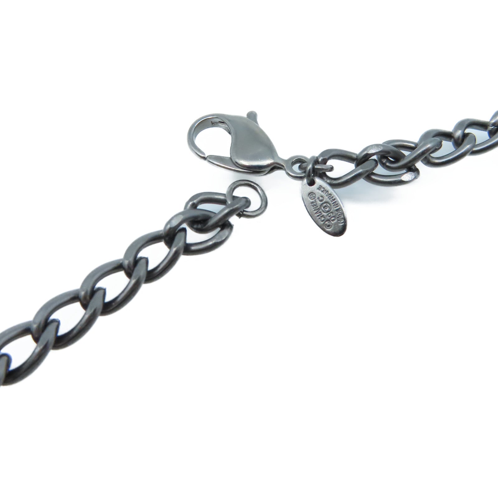 CHANEL 金屬/PVC CC Logo Necklace項鏈銀色