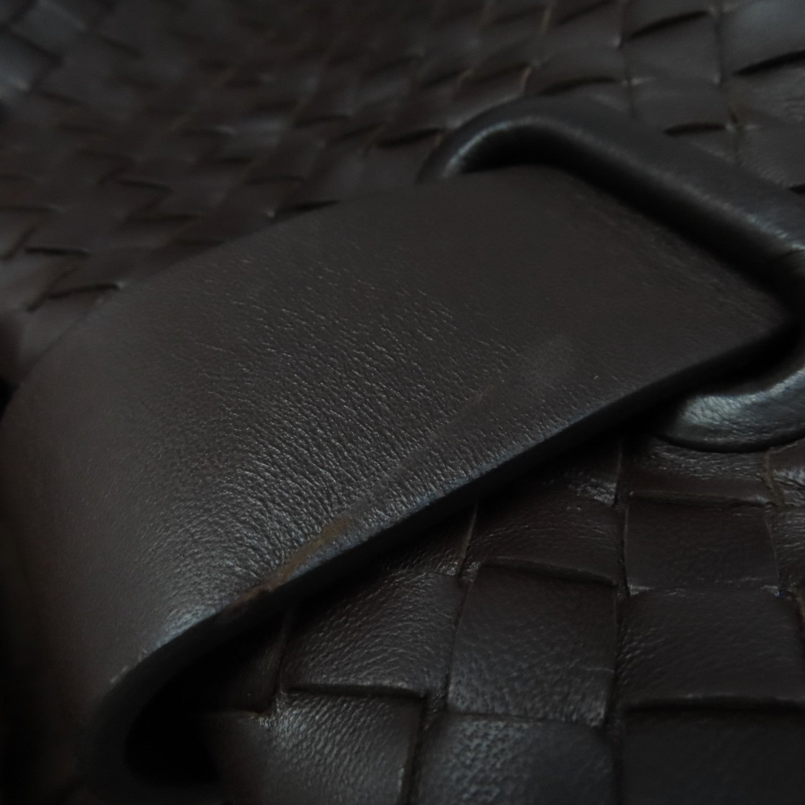 BOTTEGA VENETA 【激減優惠】織紋皮革Shoulder Bag金扣肩背袋啡色
