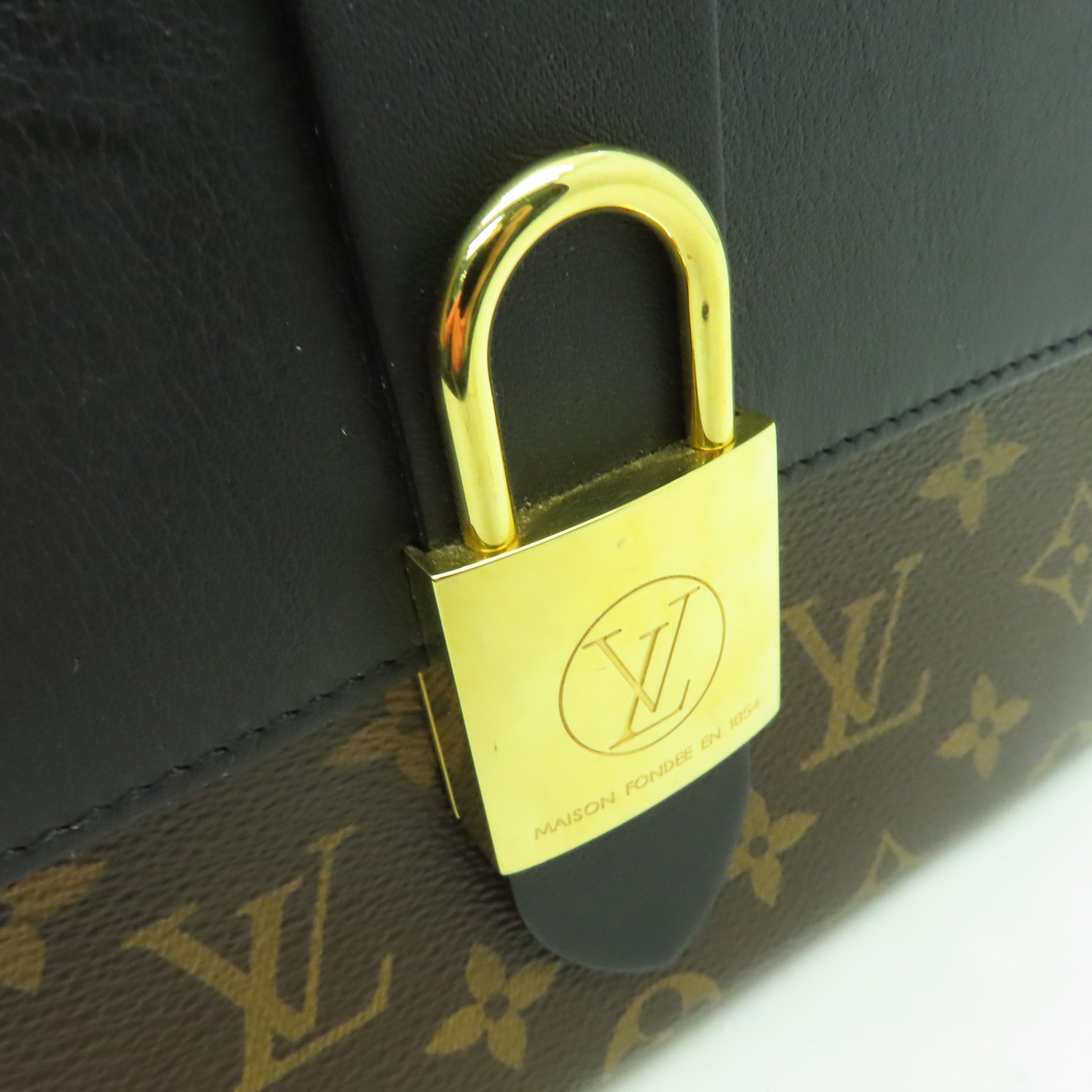 LOUIS VUITTON Monogram Lockit BB金扣手挽肩背兩用袋黑色/啡色