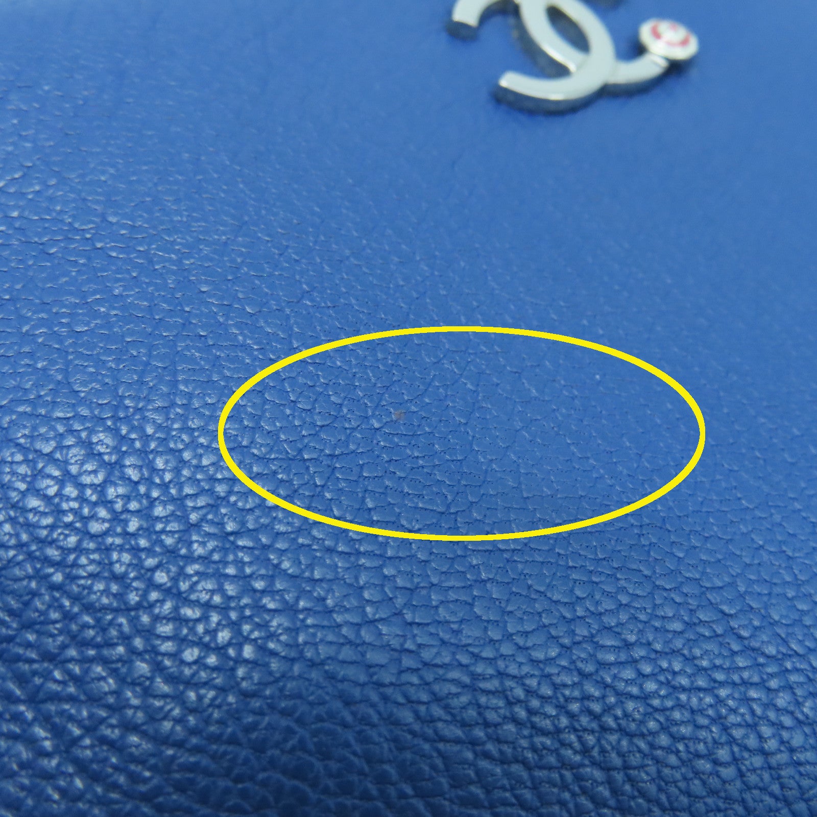 CHANEL 牛皮皮革Wallet銀扣錢包藍色