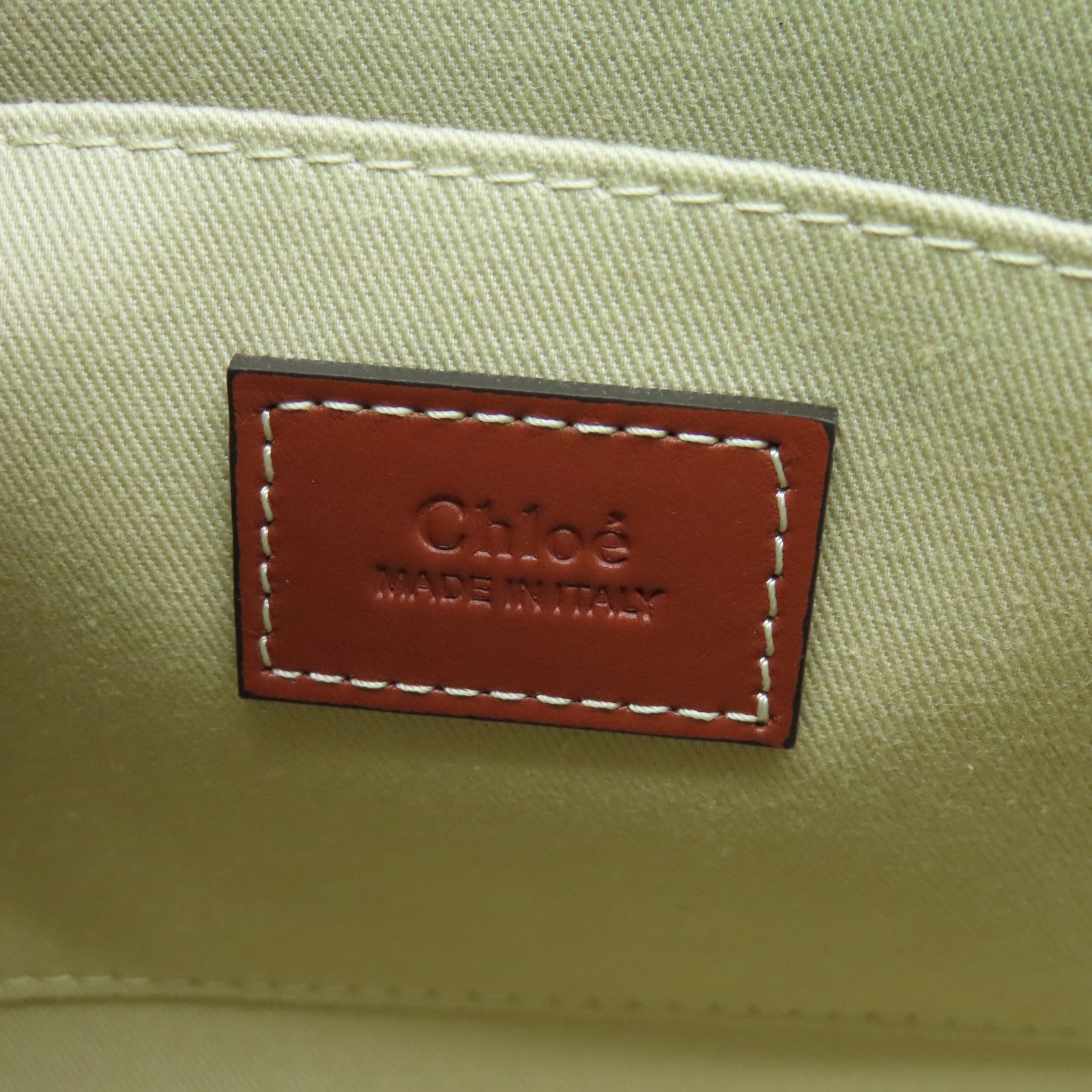 Chloe 帆布Mini Woody Tote Bag銀扣手挽肩背兩用袋白色/啡色