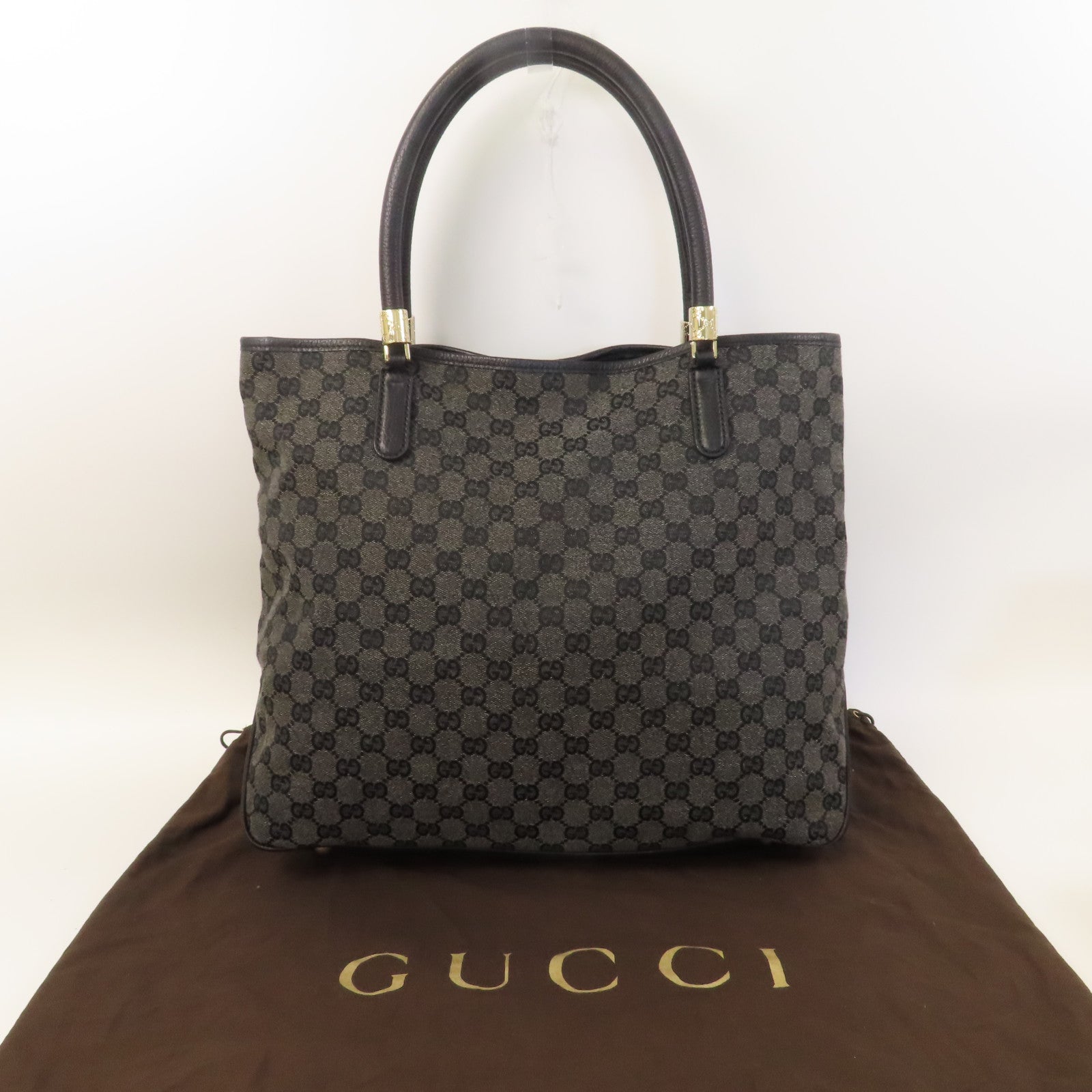 GUCCI 帆布Hand Bag銀扣手挽袋黑色