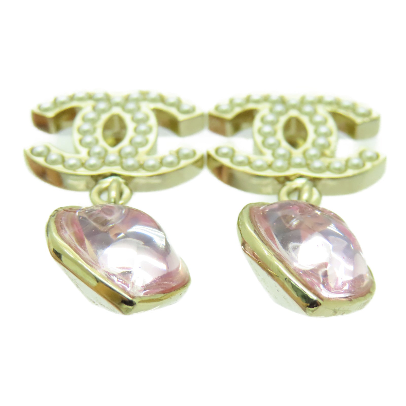 CHANEL 金屬Earrings耳環金色/粉紅色