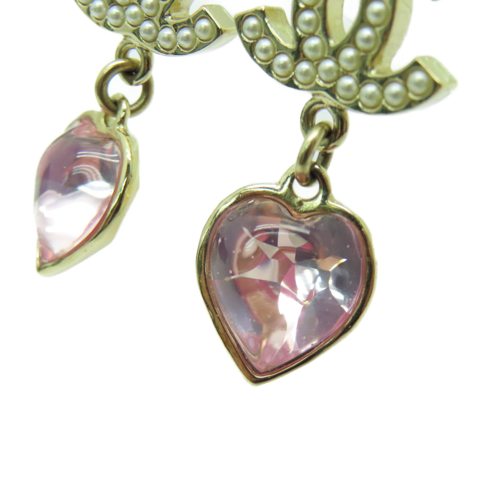 CHANEL 金屬Earrings耳環金色/粉紅色