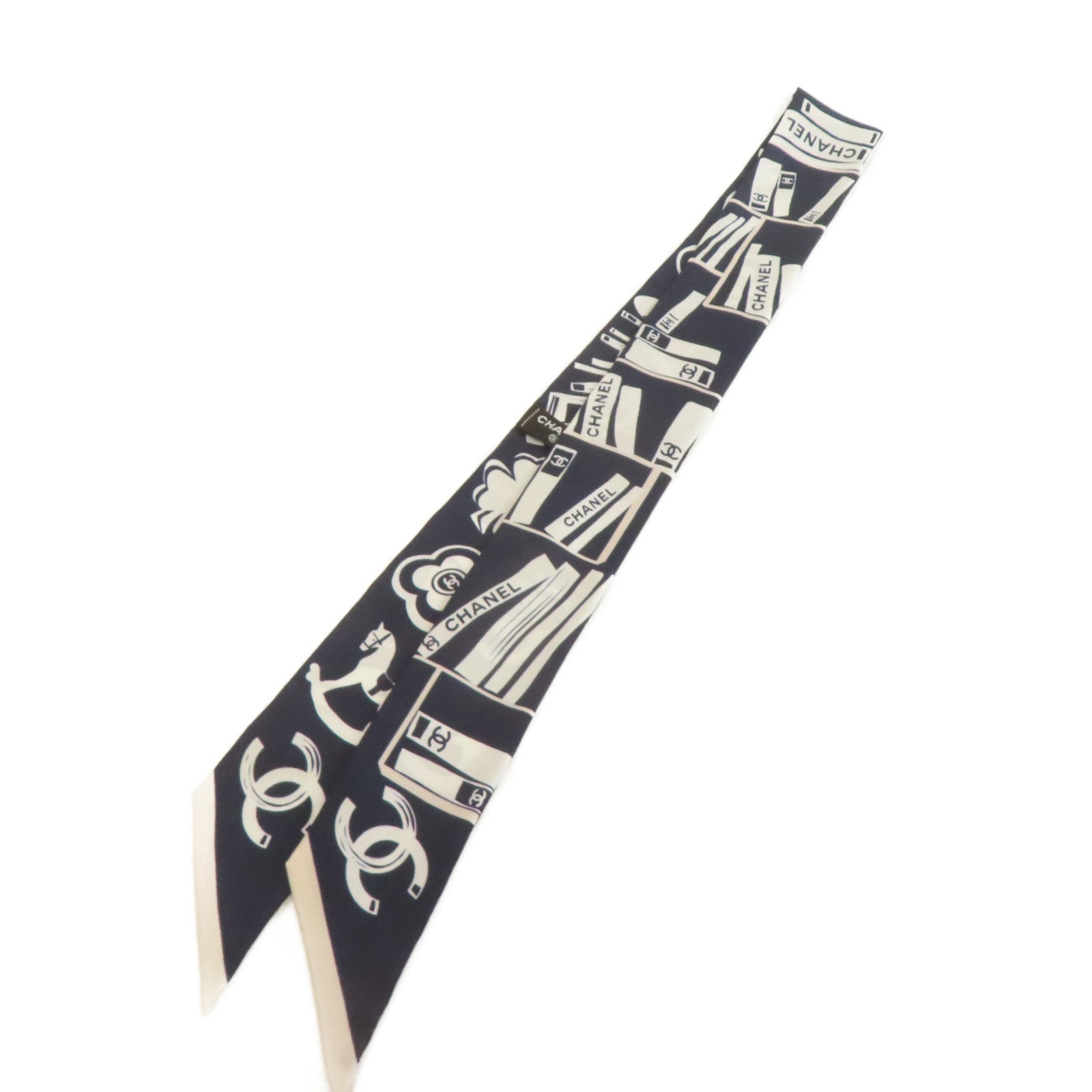 CHANEL 絲質Slim Scarf絲巾寶藍色/白色/粉紅色