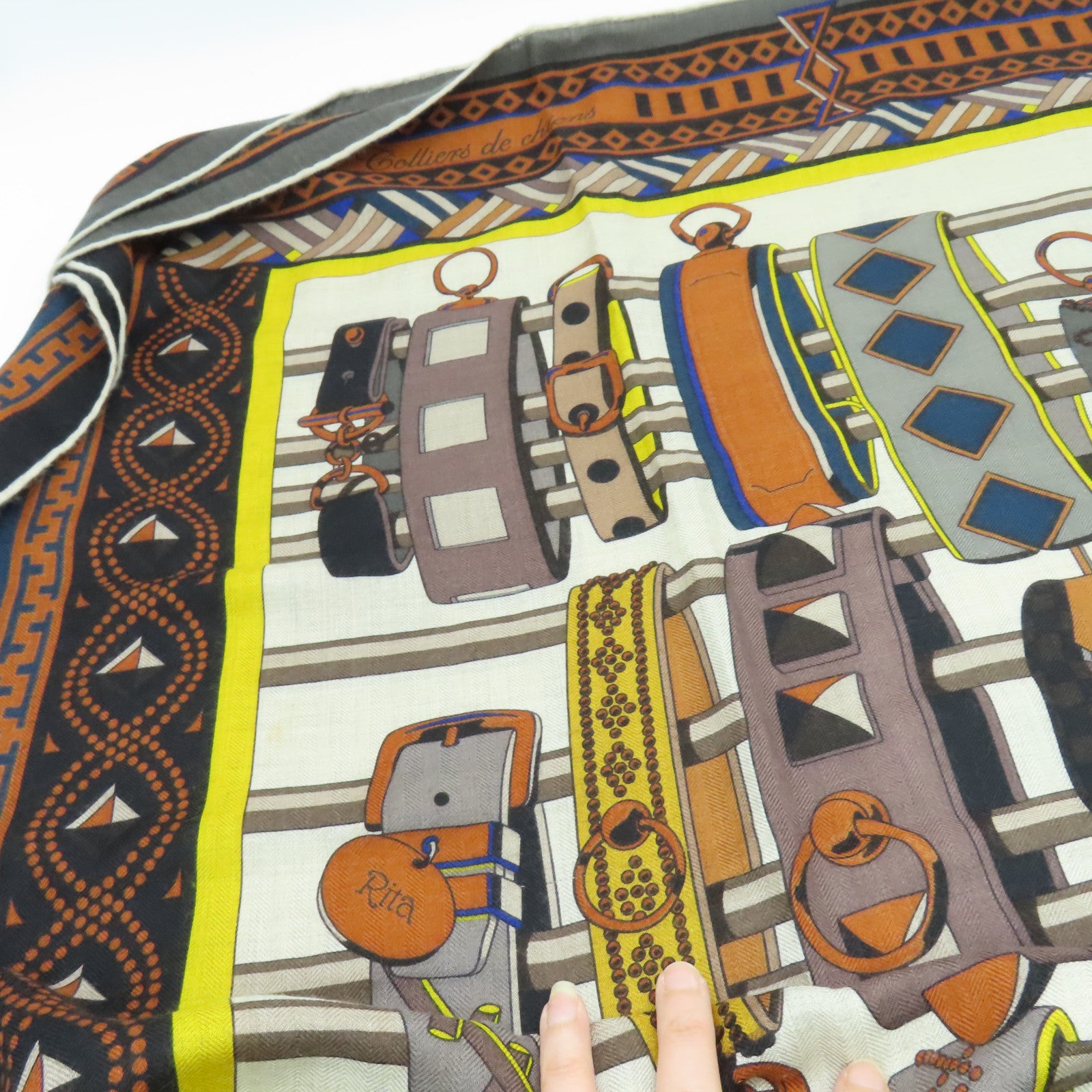 HERMES Cashmere Silk Scarf 140x140 Multicolor