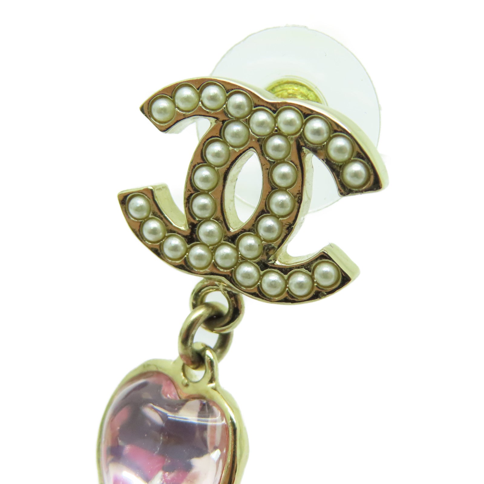 CHANEL 金屬Earrings耳環金色/粉紅色