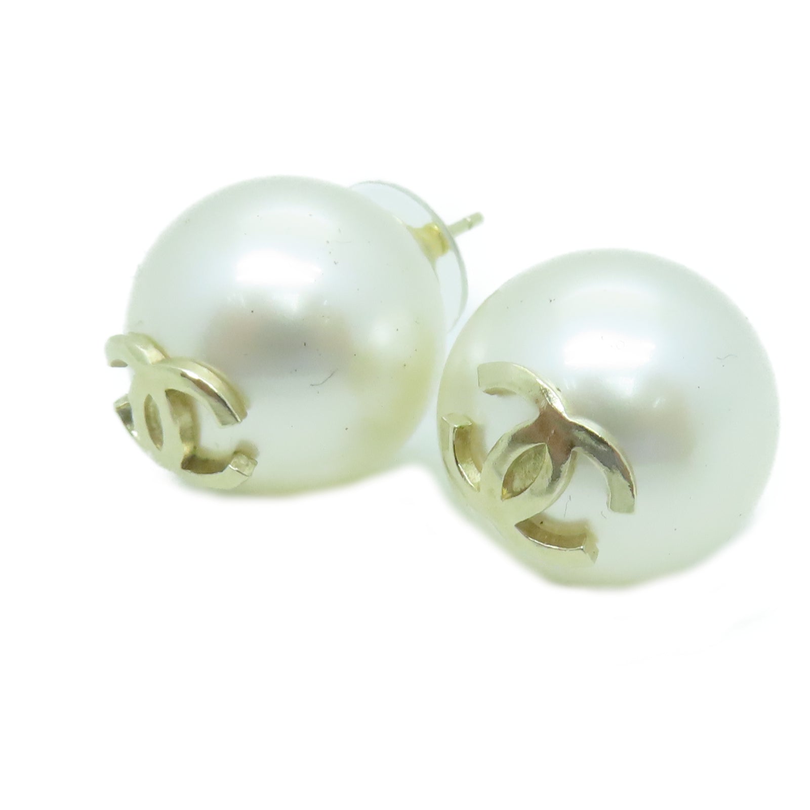 CHANEL 金属/PVC Earrings耳环金色/白色