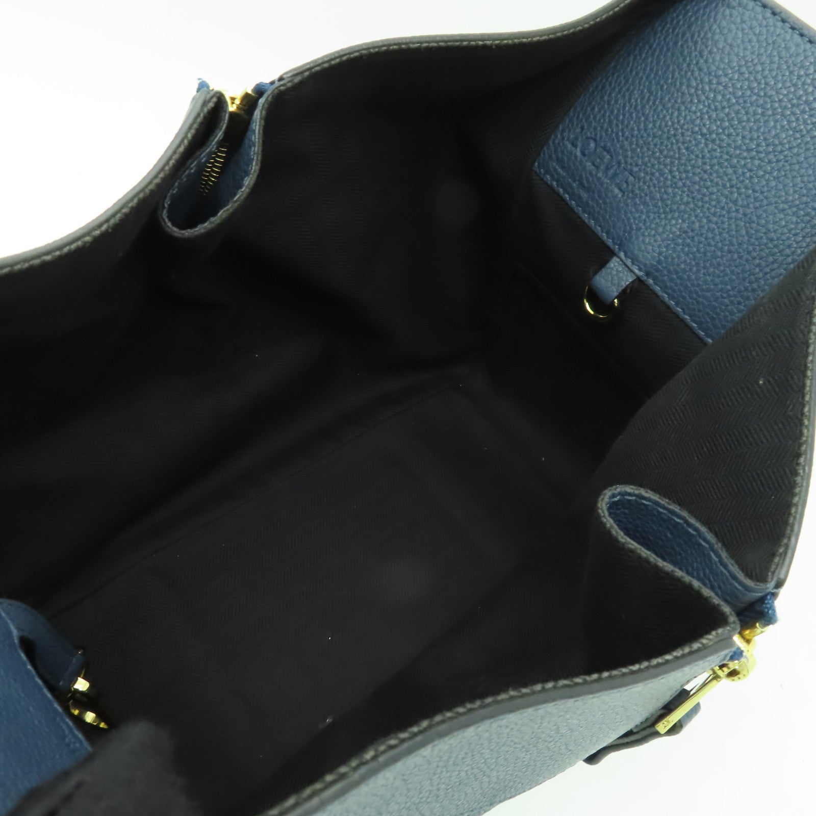 LOEWE 牛皮皮革Hammock Bag金扣手挽肩背兩用袋藍色