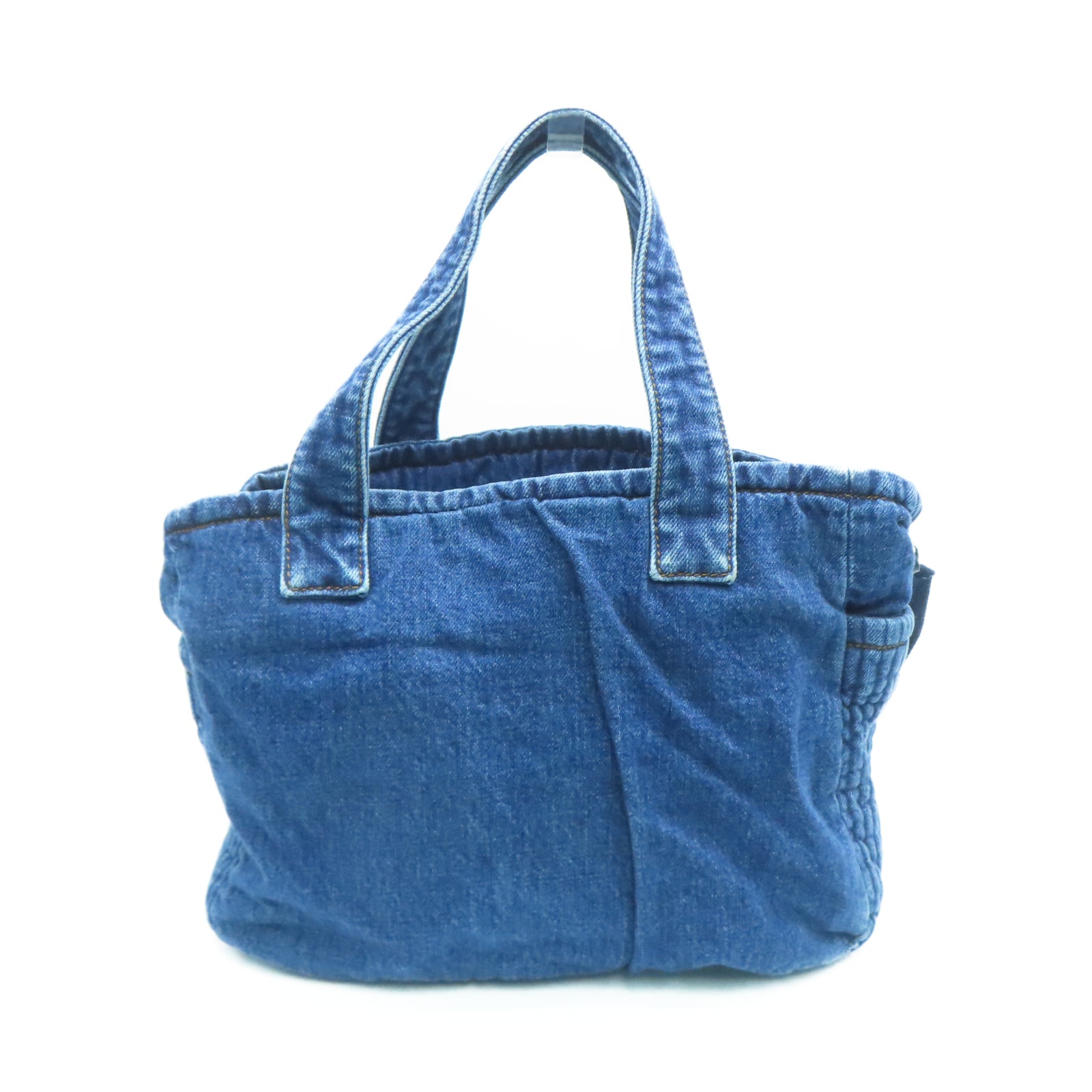 Miu Miu Canvas 2 Way Shoulder Silver Buckle Handle Shoulder Backpack Blue