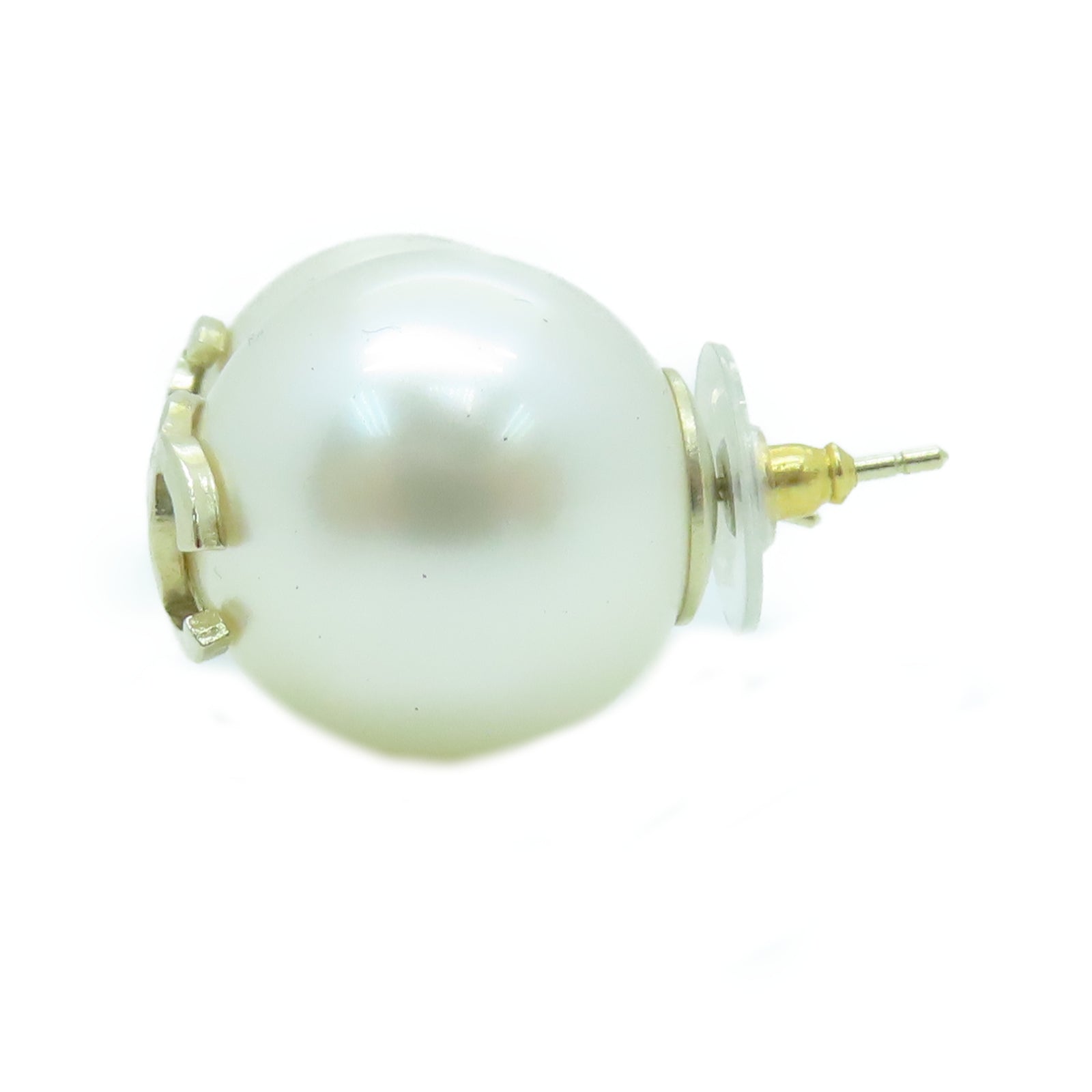 CHANEL 金属/PVC Earrings耳环金色/白色