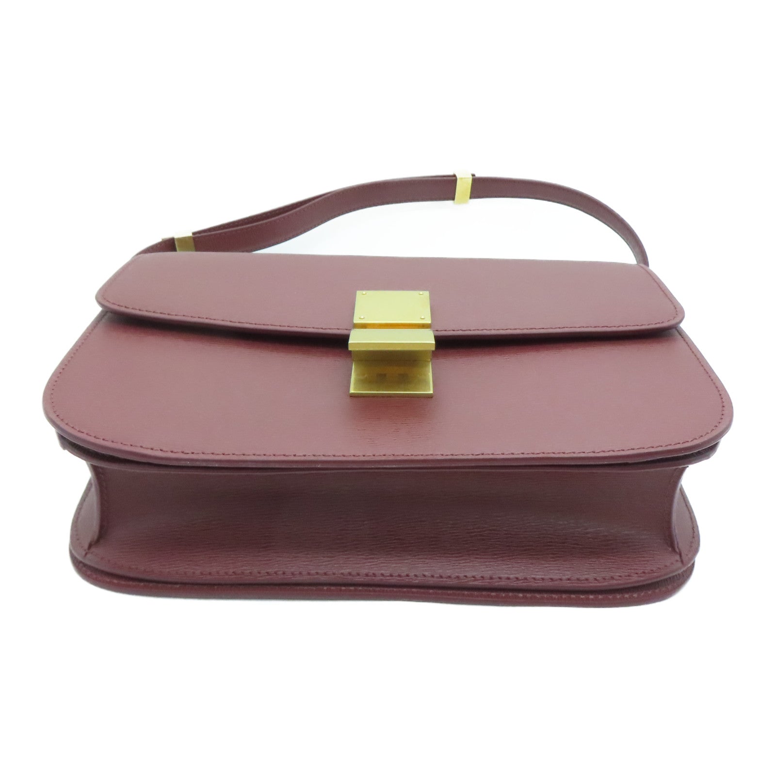 CELINE 【激减优惠】牛皮皮革Classic Box金扣肩背袋啡色
