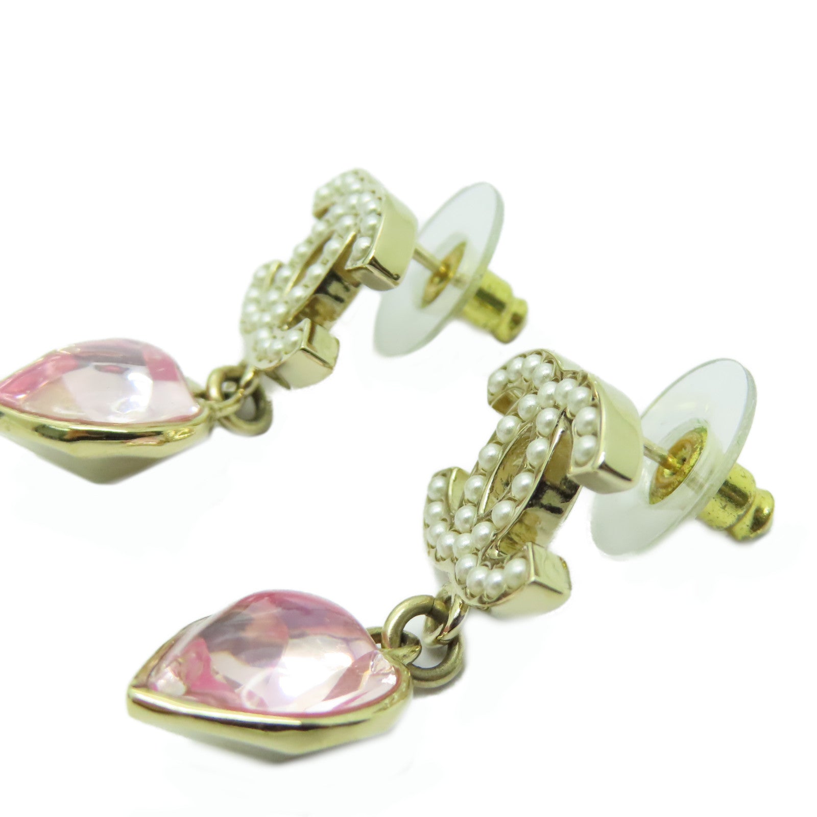 CHANEL 金屬Earrings耳環金色/粉紅色