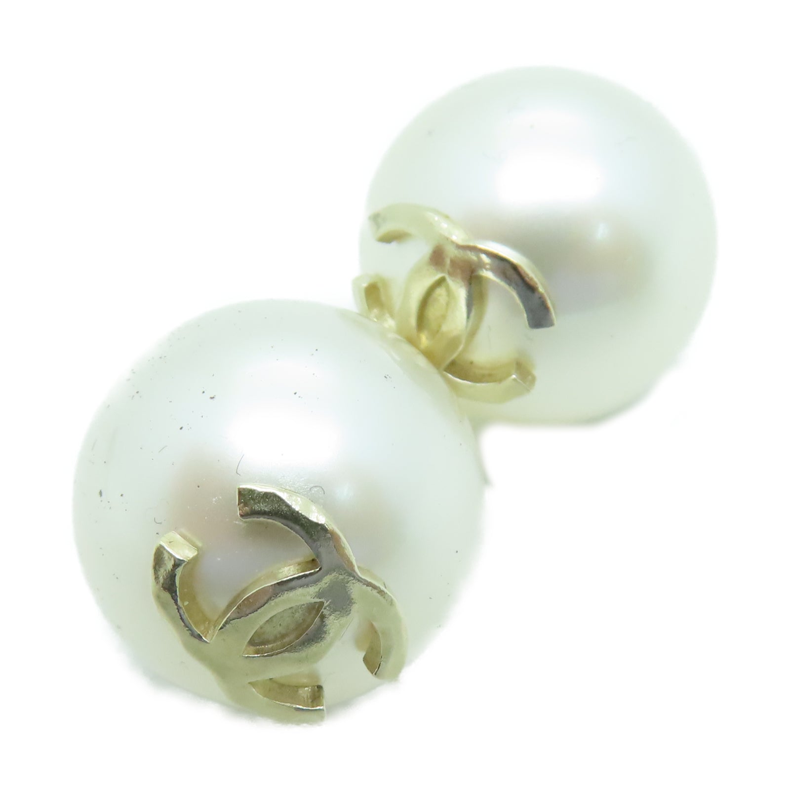 CHANEL 金属/PVC Earrings耳环金色/白色