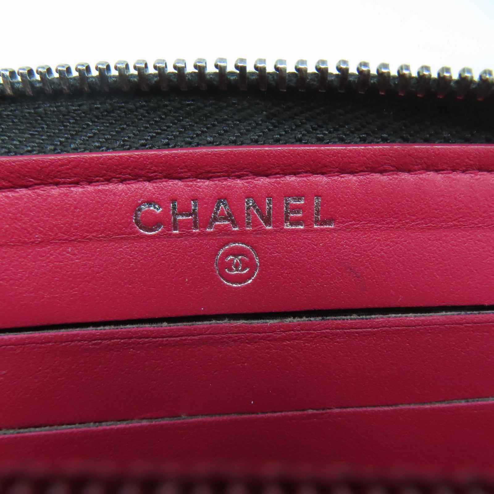 CHANEL 菱格牛皮皮革Wallet金扣錢包黑色