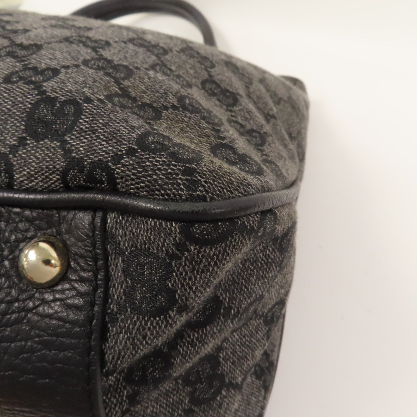 GUCCI 帆布Hand Bag銀扣手挽袋黑色