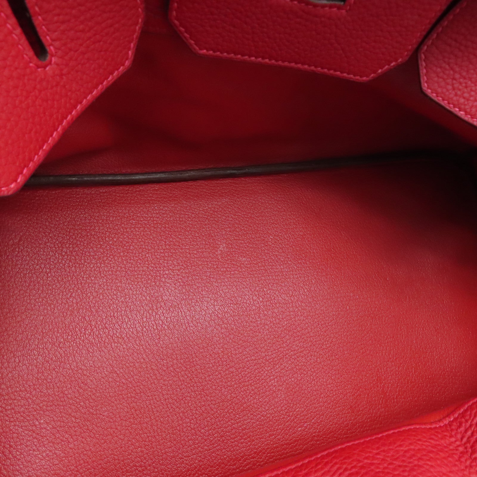 HERMES Clemence皮革Shoulder Birkin銀扣肩背袋紅色