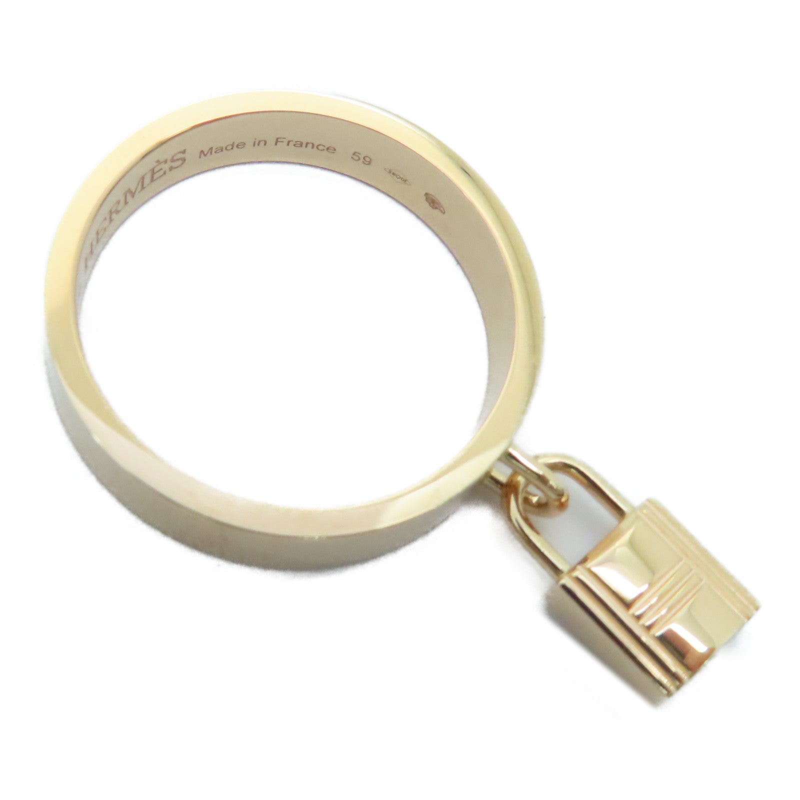 HERMES 18K玫瑰金Kelly Clochette戒指Hermes#59/US#8.75