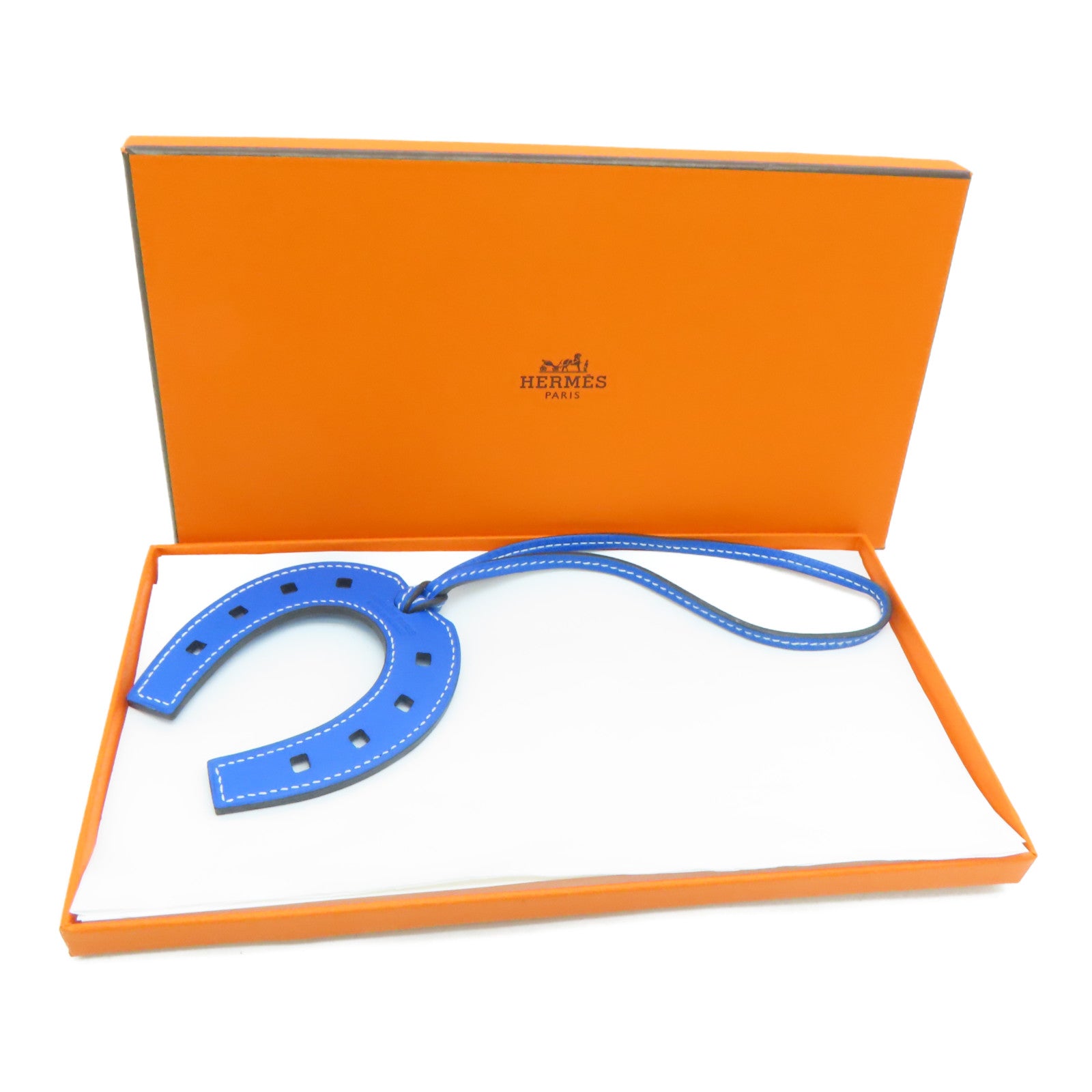 HERMES Swift皮革Paddle Selle Charm掛飾藍色