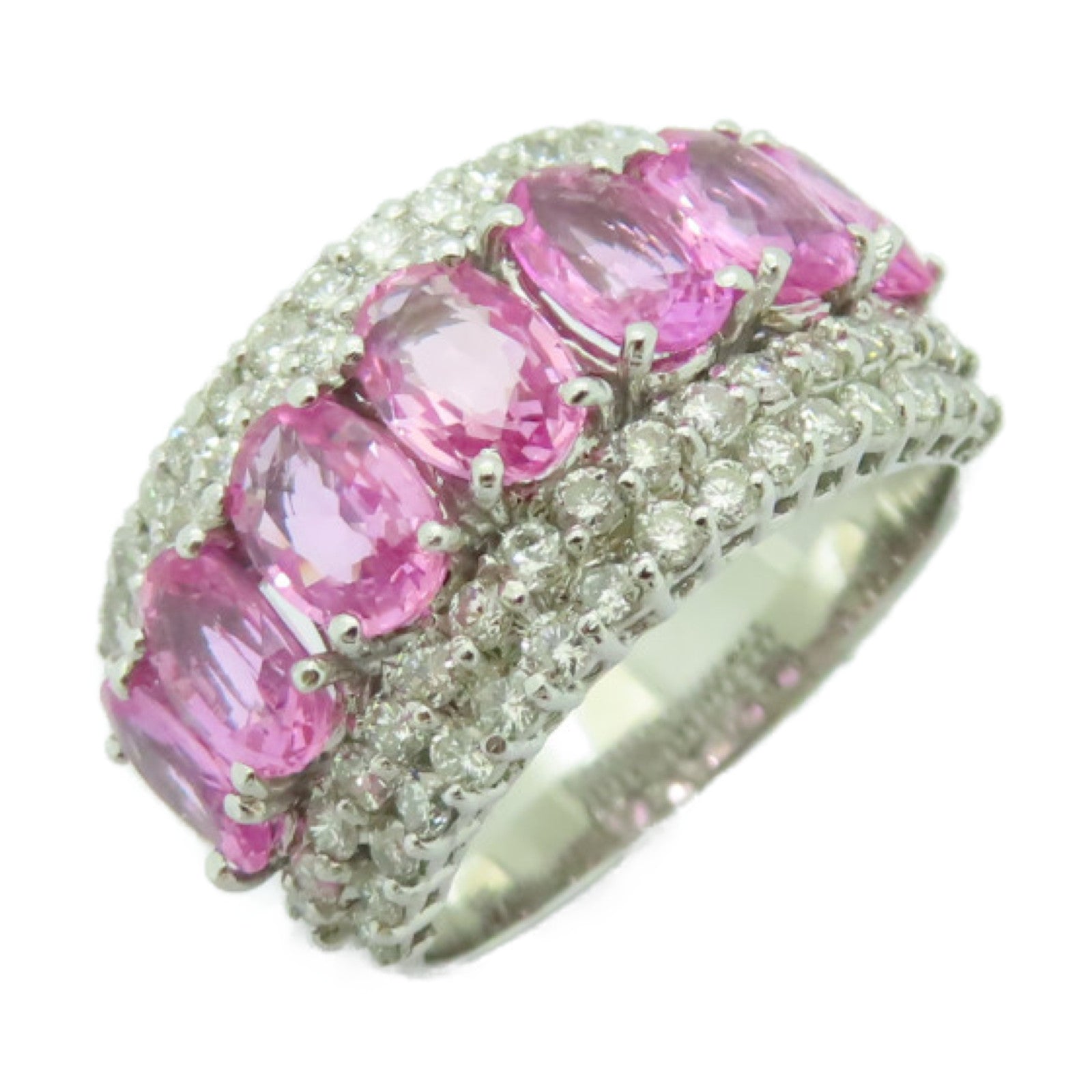 JEWELRY 【激減優惠】18K白金Pink Sapphire Ring 3.64ct粉紅藍寶石/1.05ct鑽石戒指US#6.5