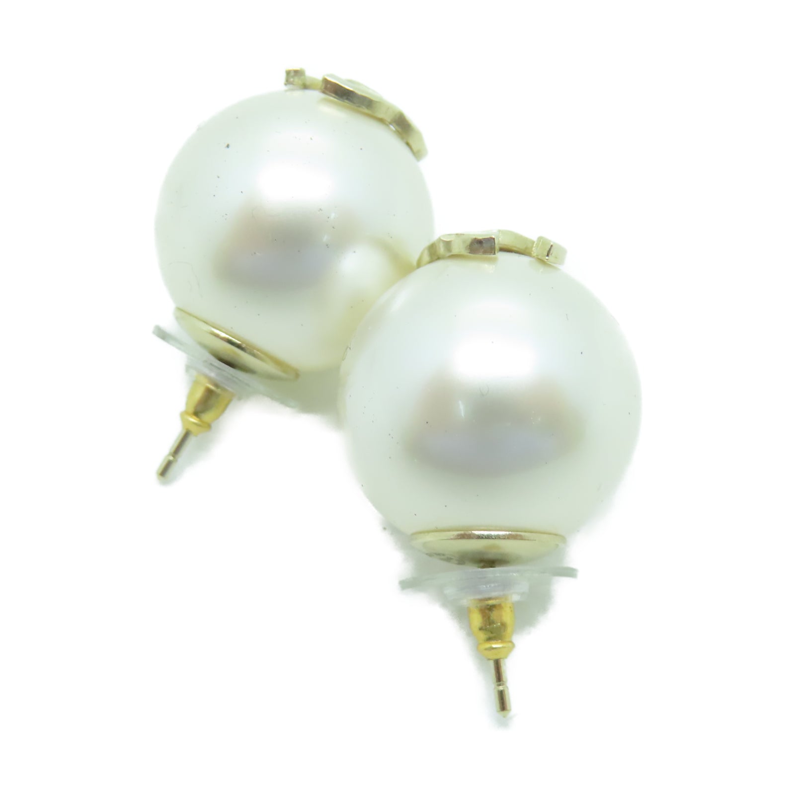 CHANEL 金属/PVC Earrings耳环金色/白色