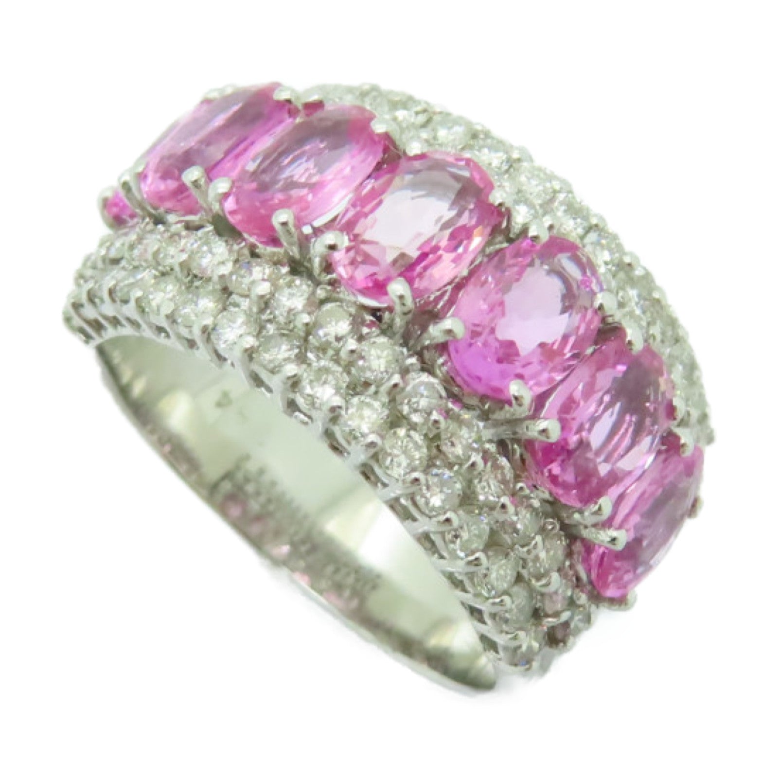 JEWELRY 【激減優惠】18K白金Pink Sapphire Ring 3.64ct粉紅藍寶石/1.05ct鑽石戒指US#6.5