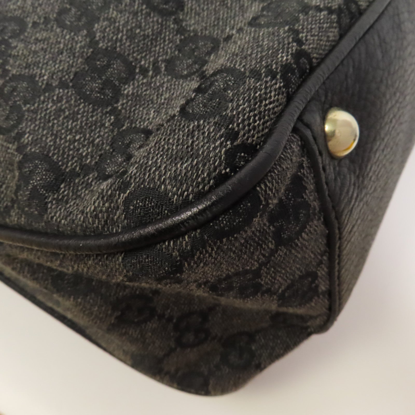 GUCCI 帆布Hand Bag銀扣手挽袋黑色