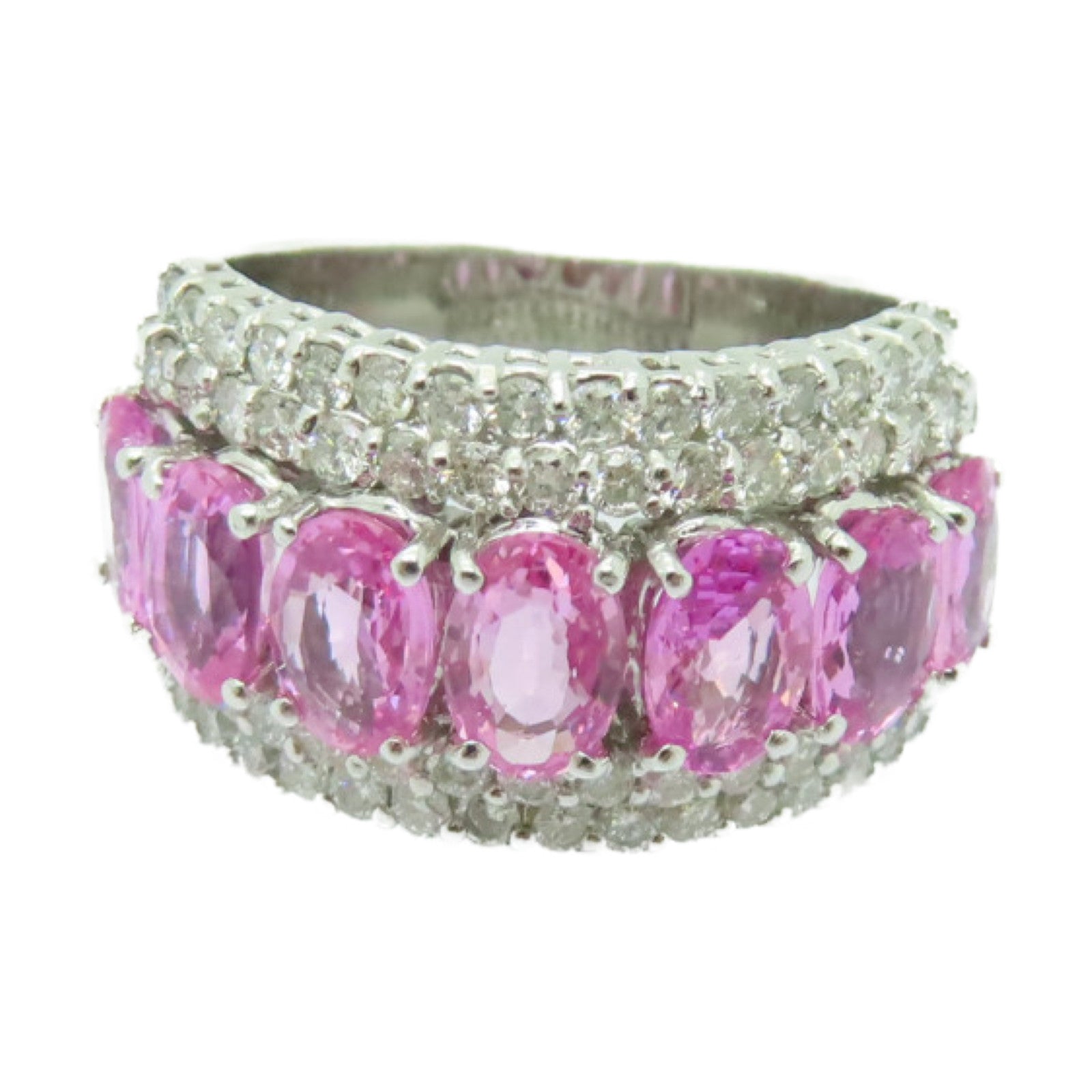 JEWELRY 【激減優惠】18K白金Pink Sapphire Ring 3.64ct粉紅藍寶石/1.05ct鑽石戒指US#6.5