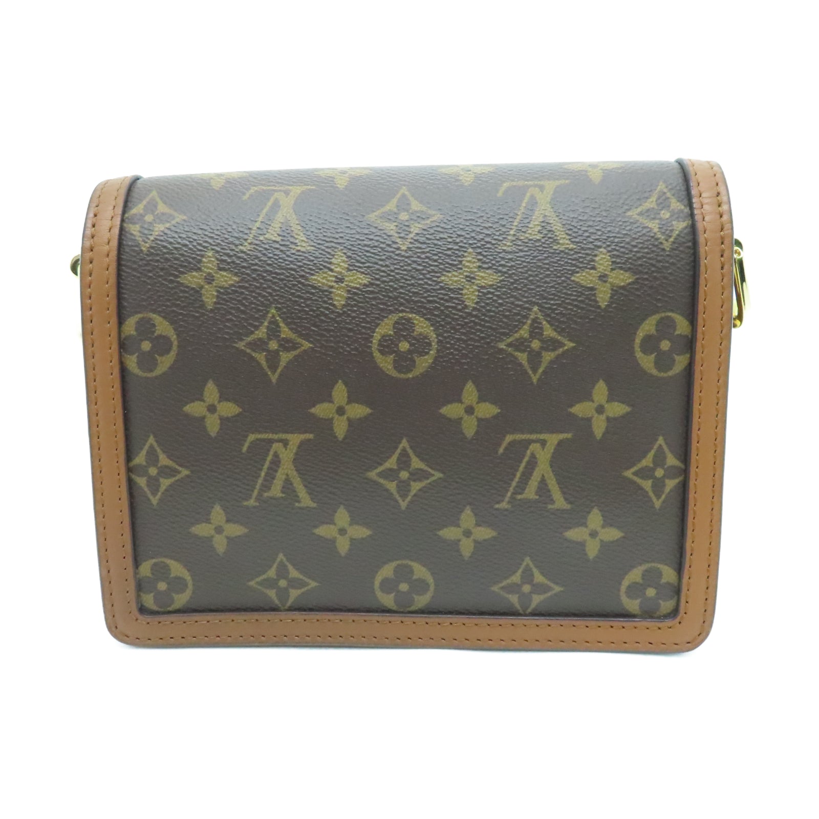 LOUIS VUITTON Monogram Mini Dauphine金扣肩背袋棕色