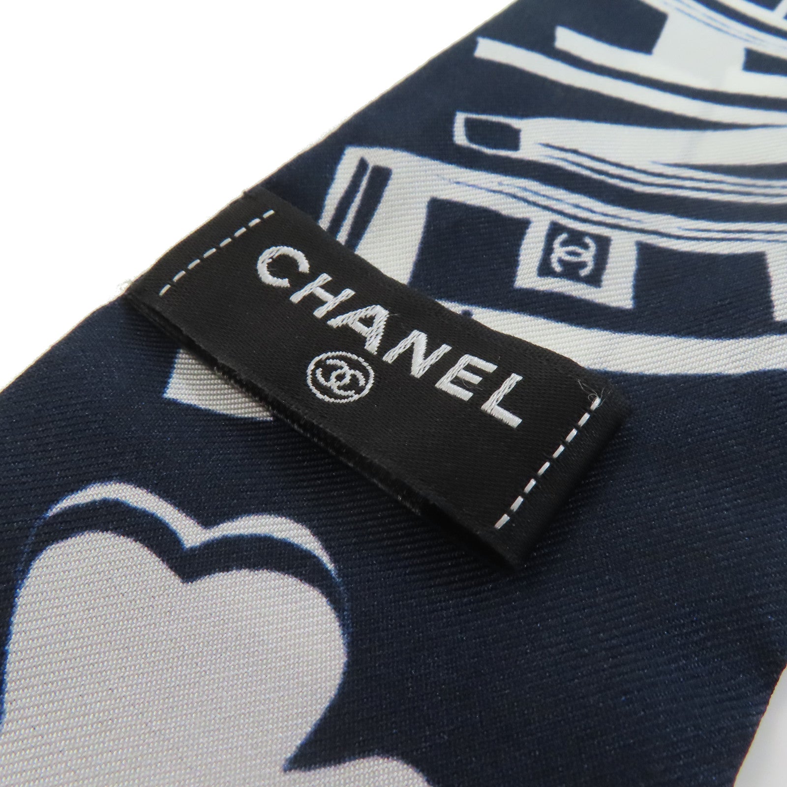 CHANEL 絲質Slim Scarf絲巾寶藍色/白色/粉紅色