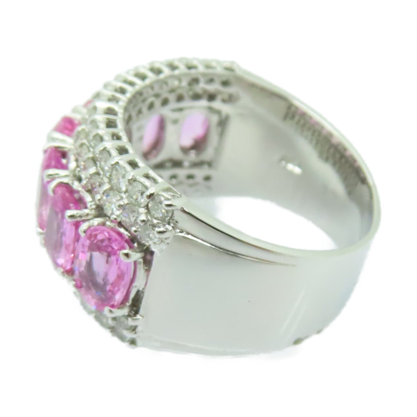 JEWELRY 【激減優惠】18K白金Pink Sapphire Ring 3.64ct粉紅藍寶石/1.05ct鑽石戒指US#6.5