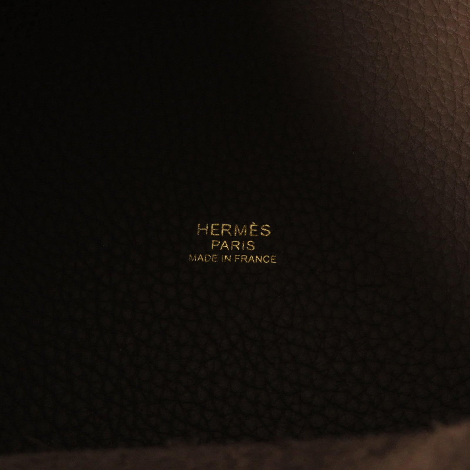 HERMES Clemence皮革Picotin PM金扣手挽袋灰色