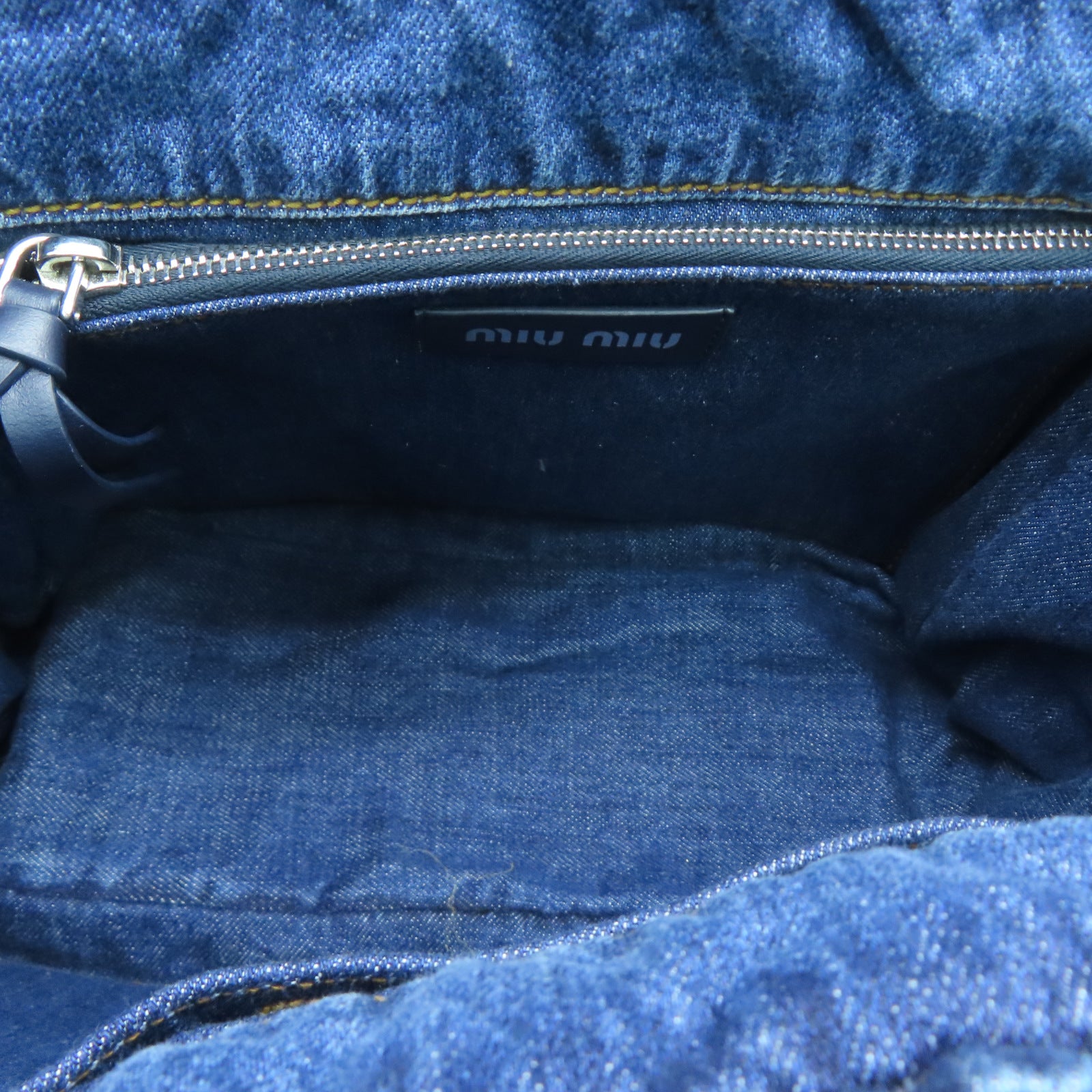 Miu Miu Canvas 2 Way Shoulder Silver Buckle Handle Shoulder Backpack Blue